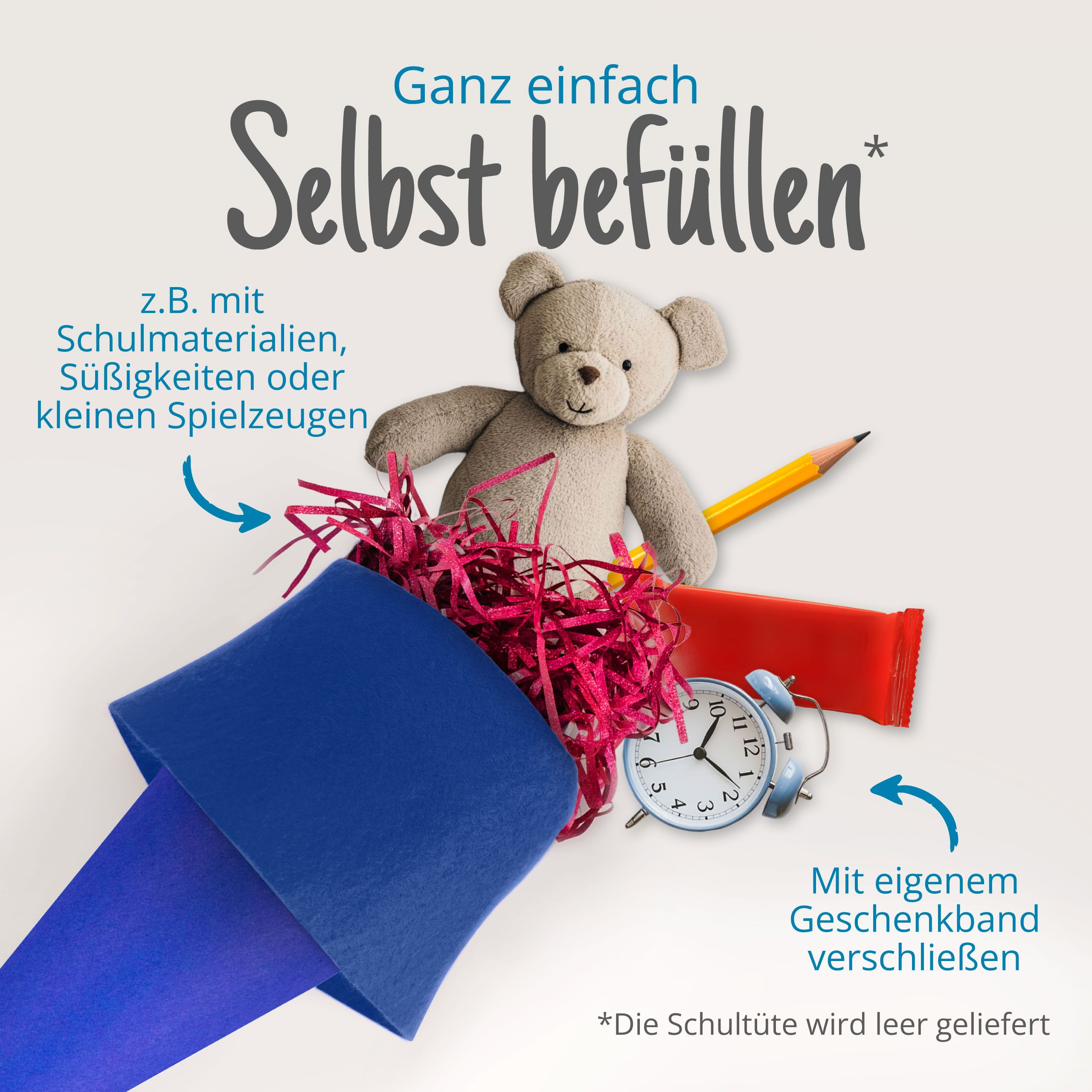 itenga Bastelschult�te 70cm rund mit Filzverschluss BLAU