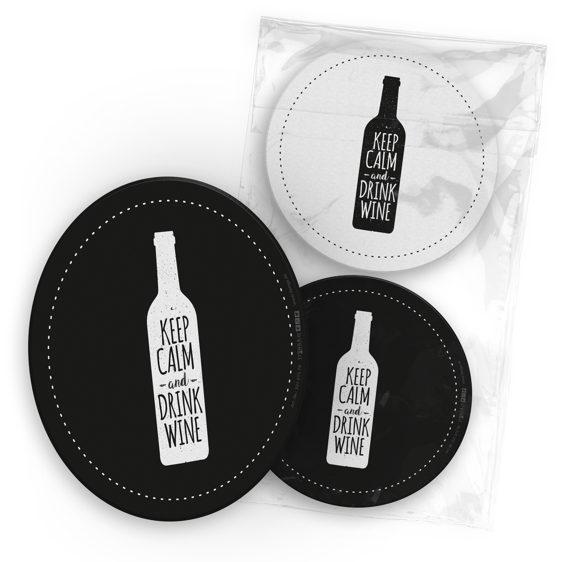 itenga 10x Bierdeckel Untersetzer Wein Keep calm and dri...
