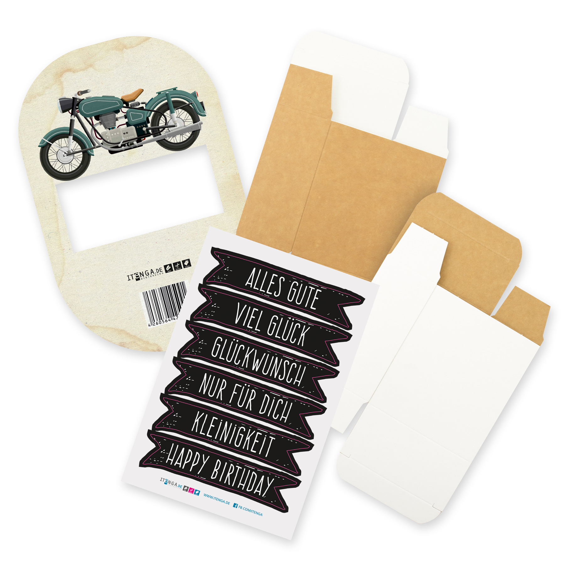 itenga Geldgeschenkverpackung Motorrad Vintage mit Stick...