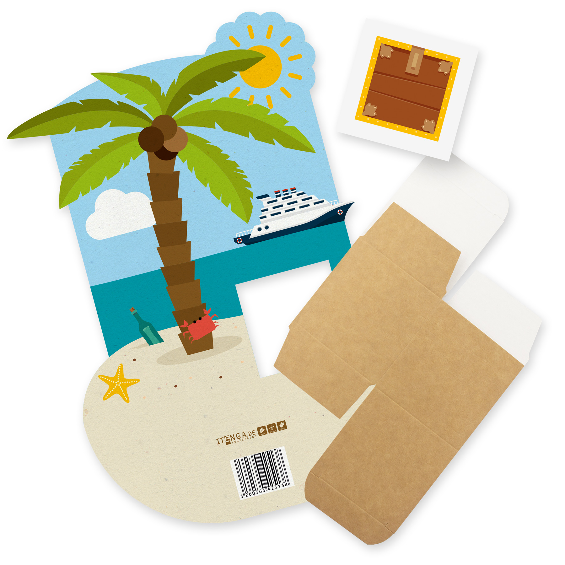 itenga Geldgeschenkverpackung Insel mit Schatztruhe