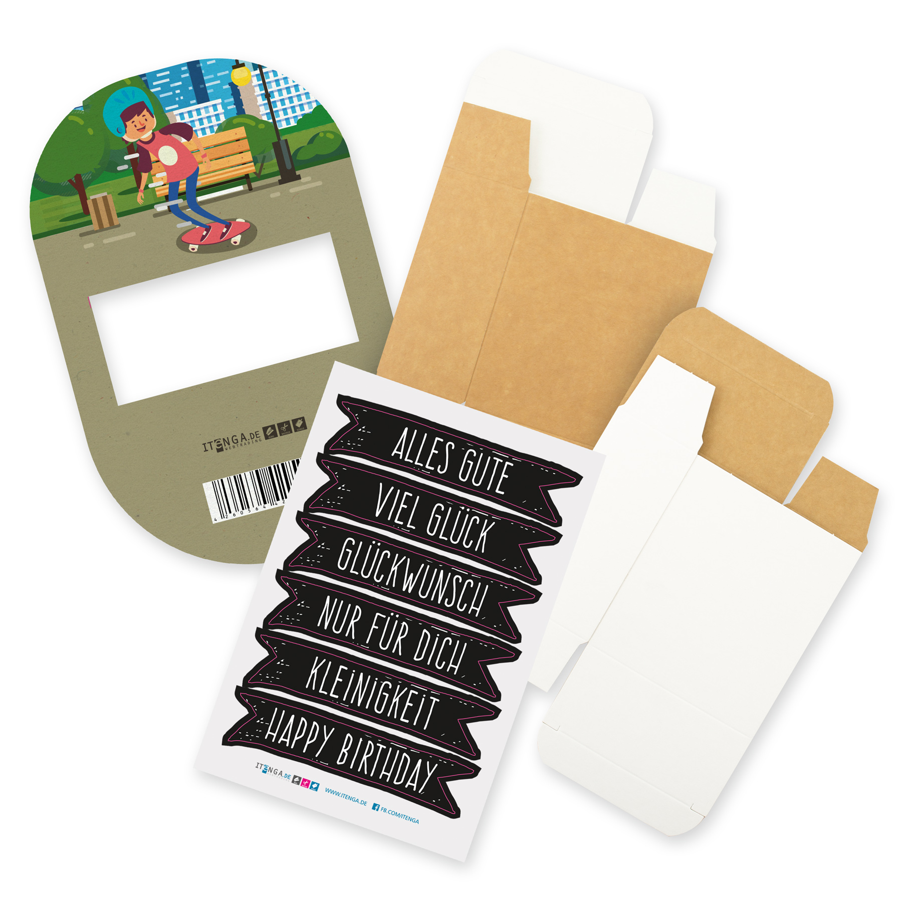 itenga Geldgeschenkverpackung Skateboard Skater (Motiv 3...