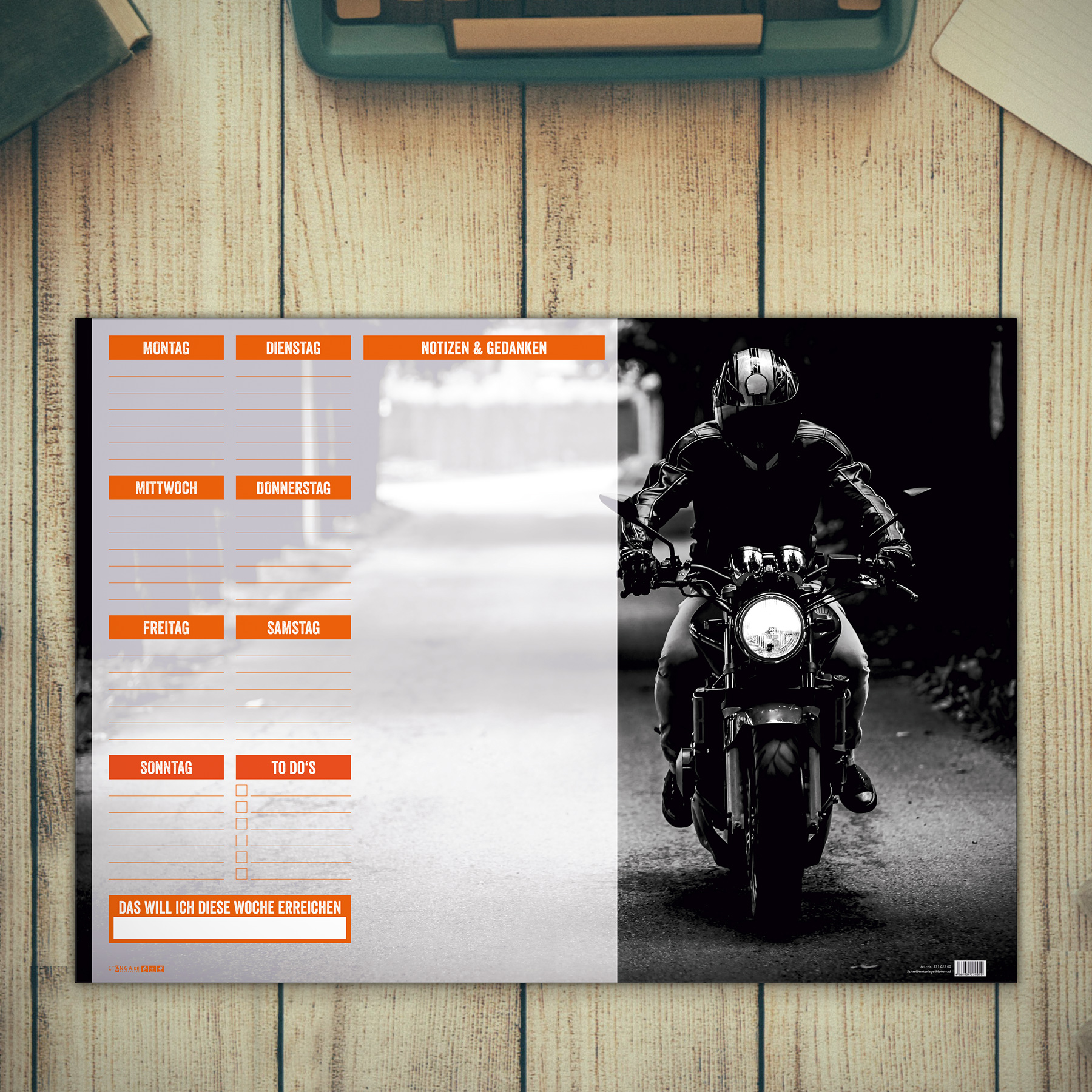 itenga Schreibtischunterlage Motorrad Stra�e DIN A2 50 B...