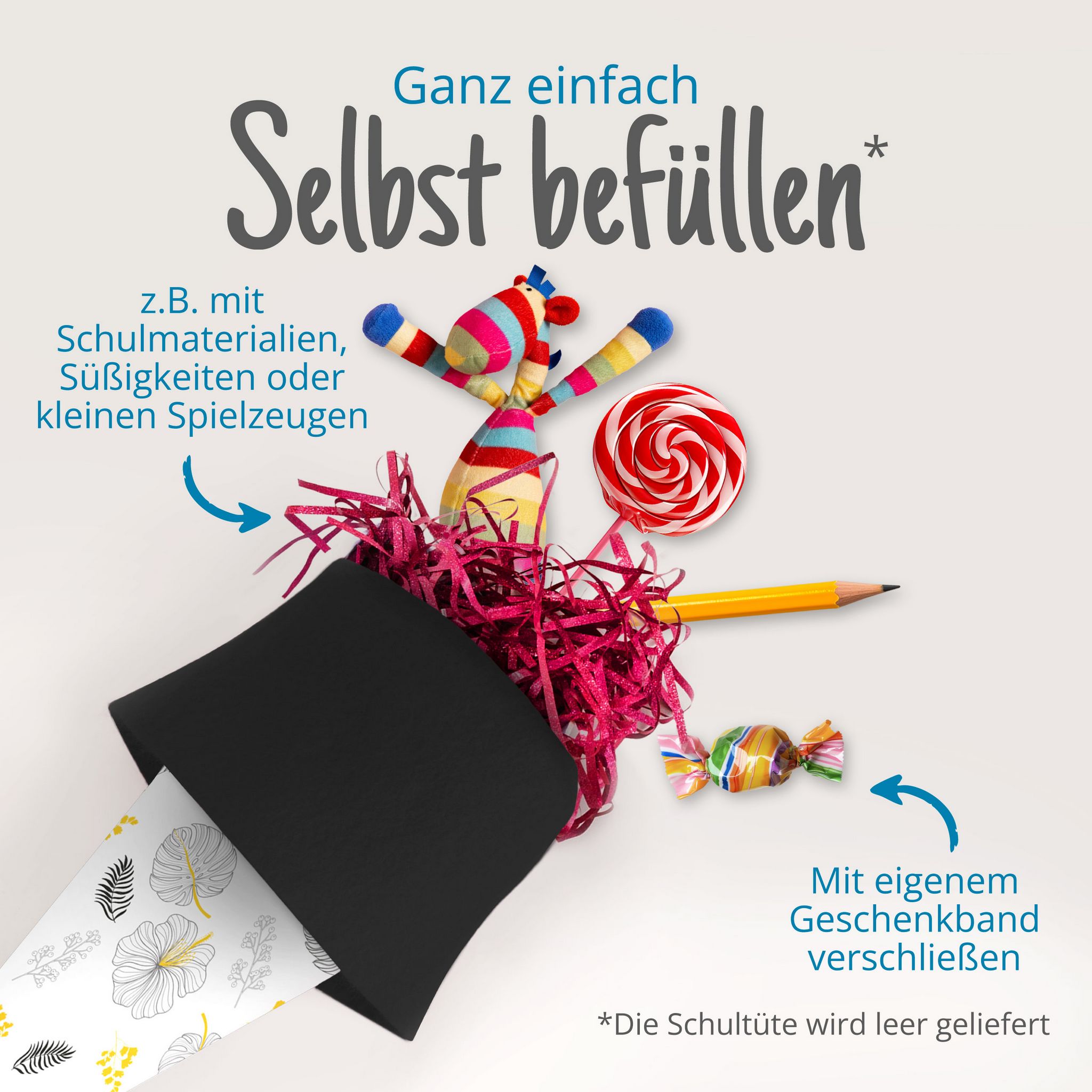 itenga Geschwister Schult�te 35cm "Muster Bl�tter" Schwa...