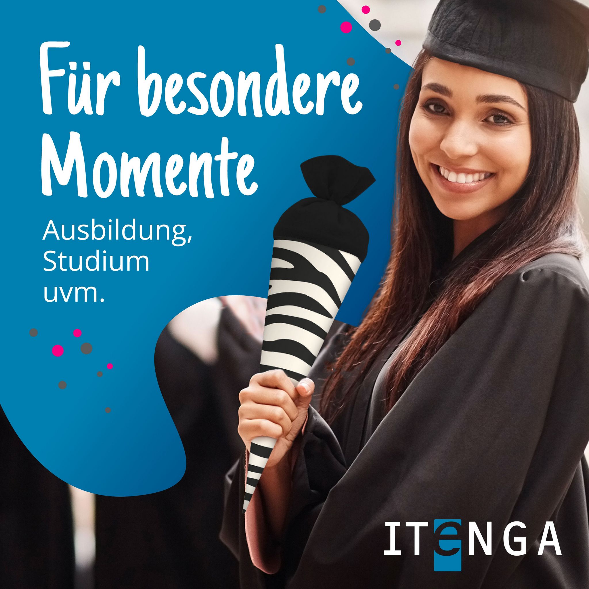 itenga Geschwister Schult�te 35cm "Tiermuster Zebra"