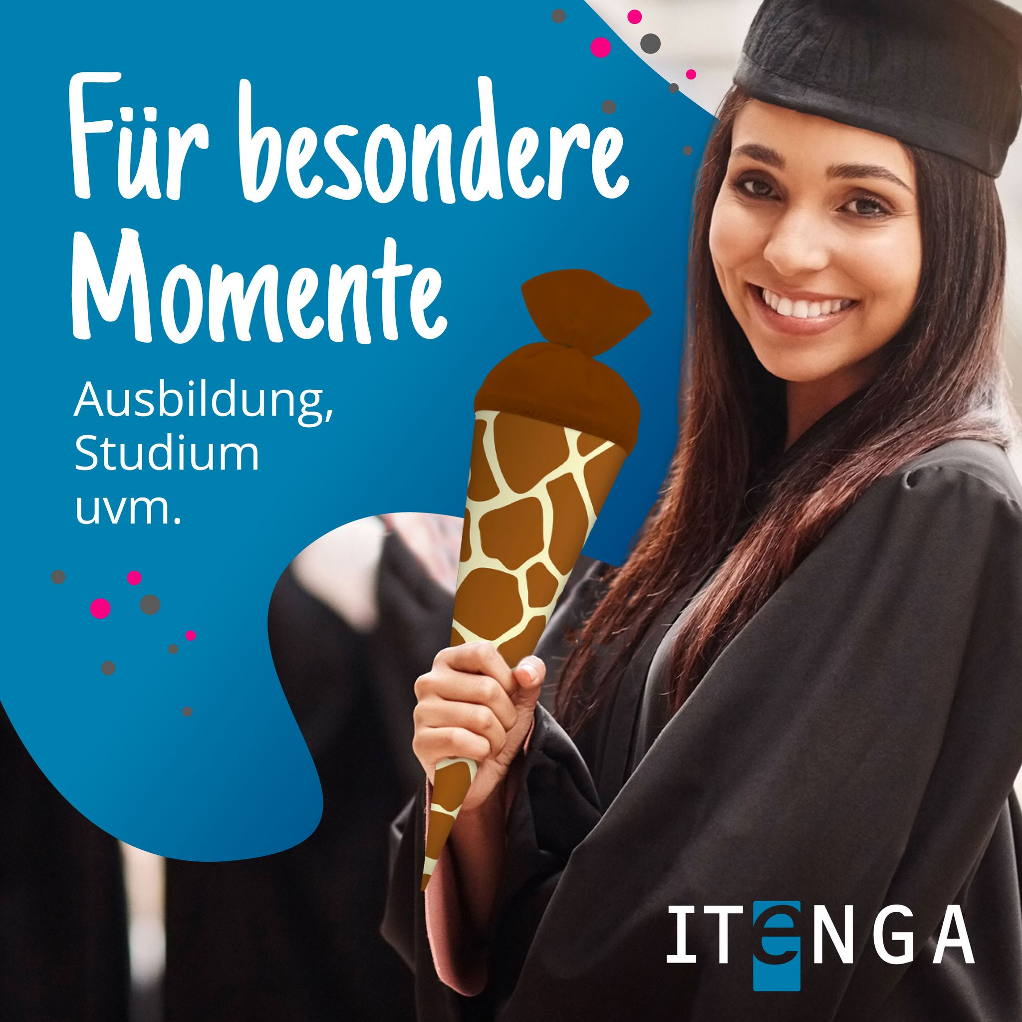 itenga Geschwister Schult�te 35cm "Tiermuster Giraffe"