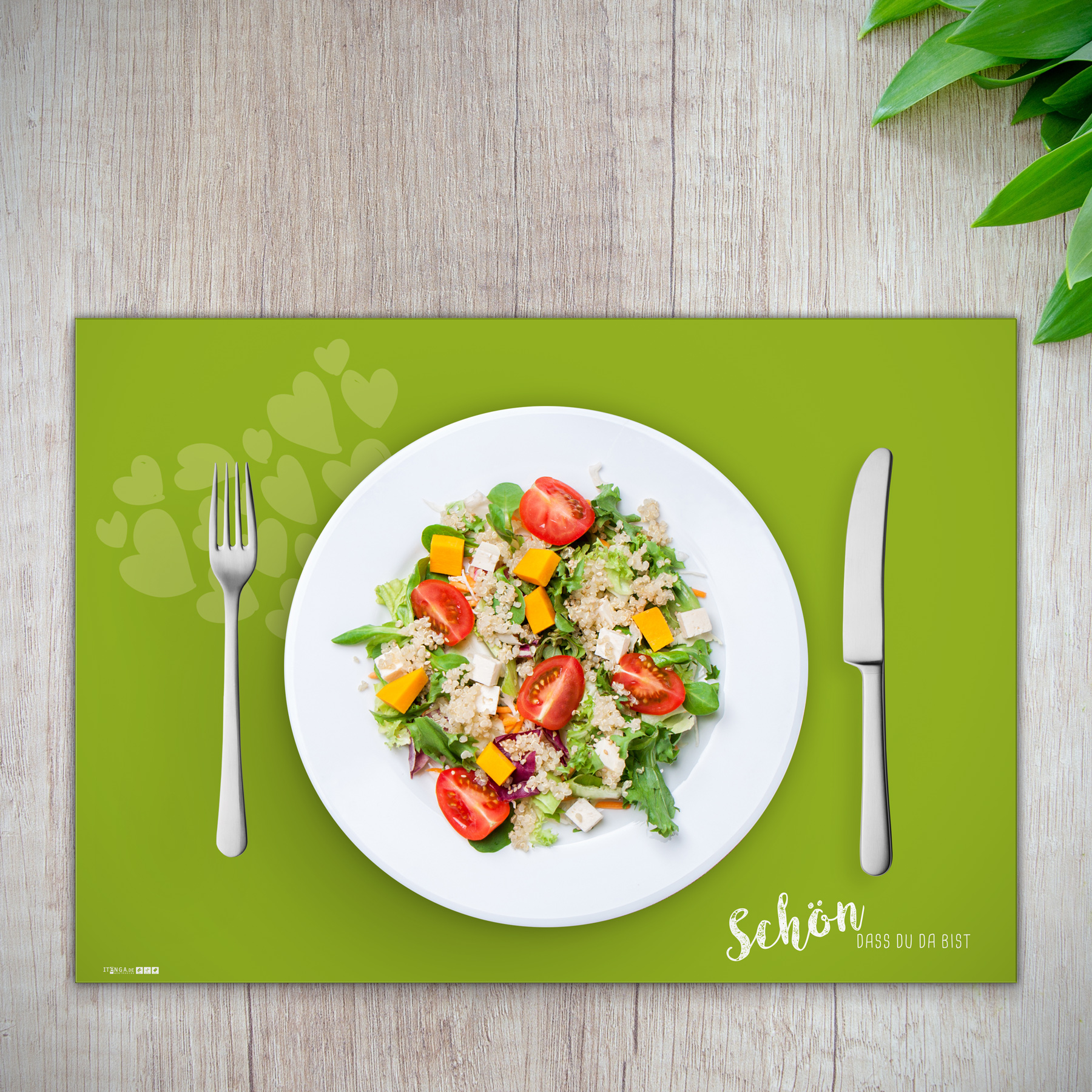 itenga Platzset Tischset "Sch�n dass du da bist" fr�hlin...