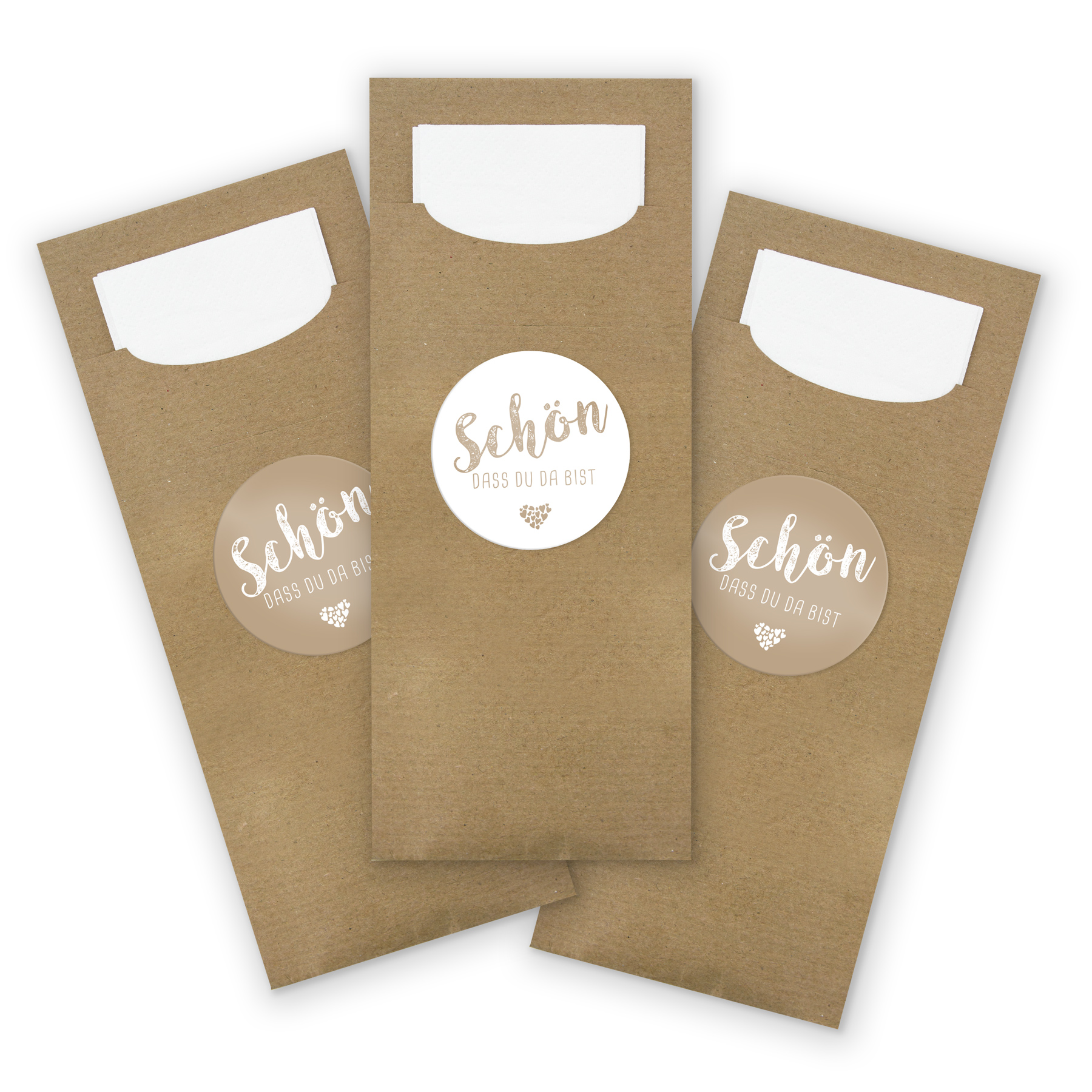 itenga 24x Bestecktasche braun+ Aufkleber Sch�n dass du ...
