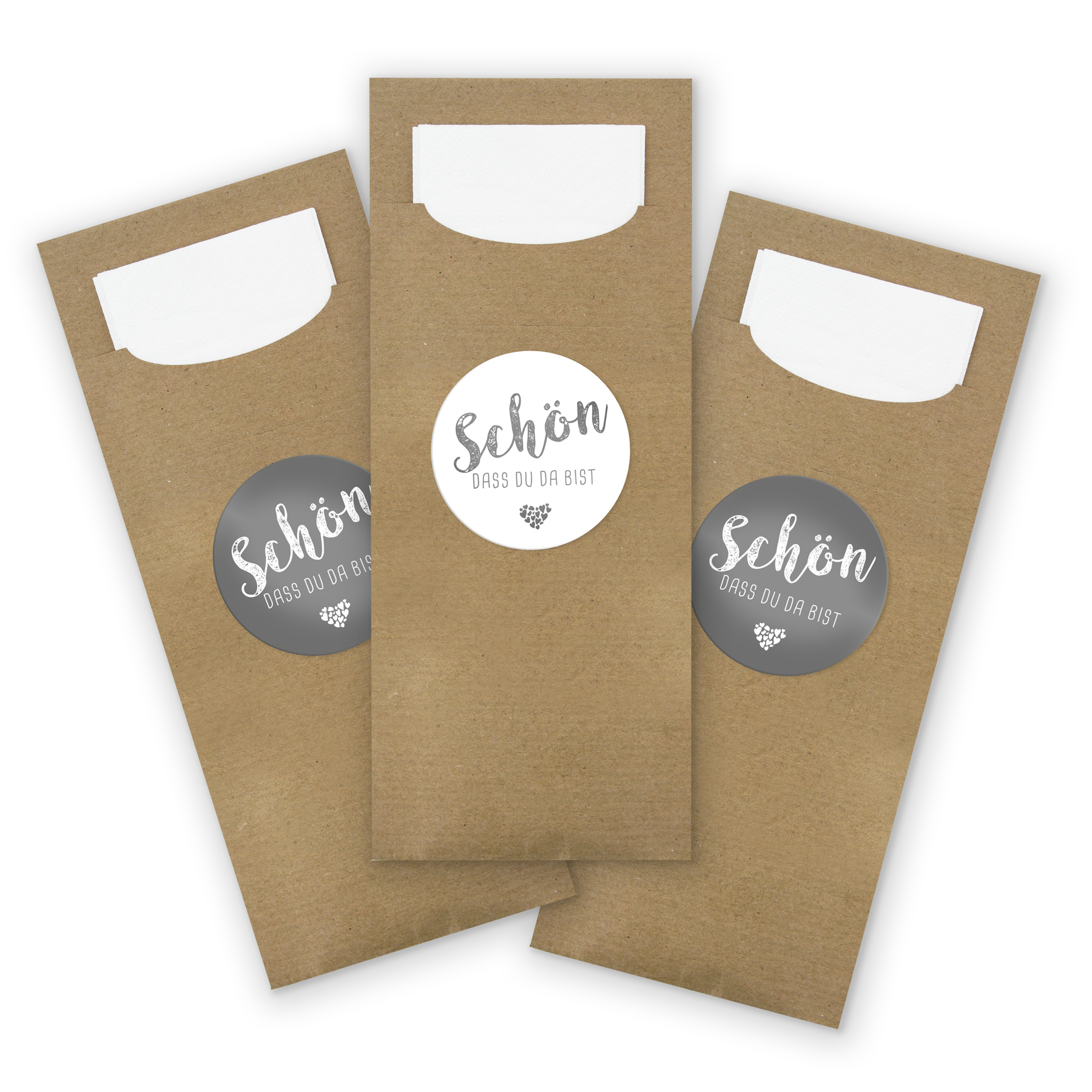 itenga 24x Bestecktasche braun+ Aufkleber Sch�n dass du ...