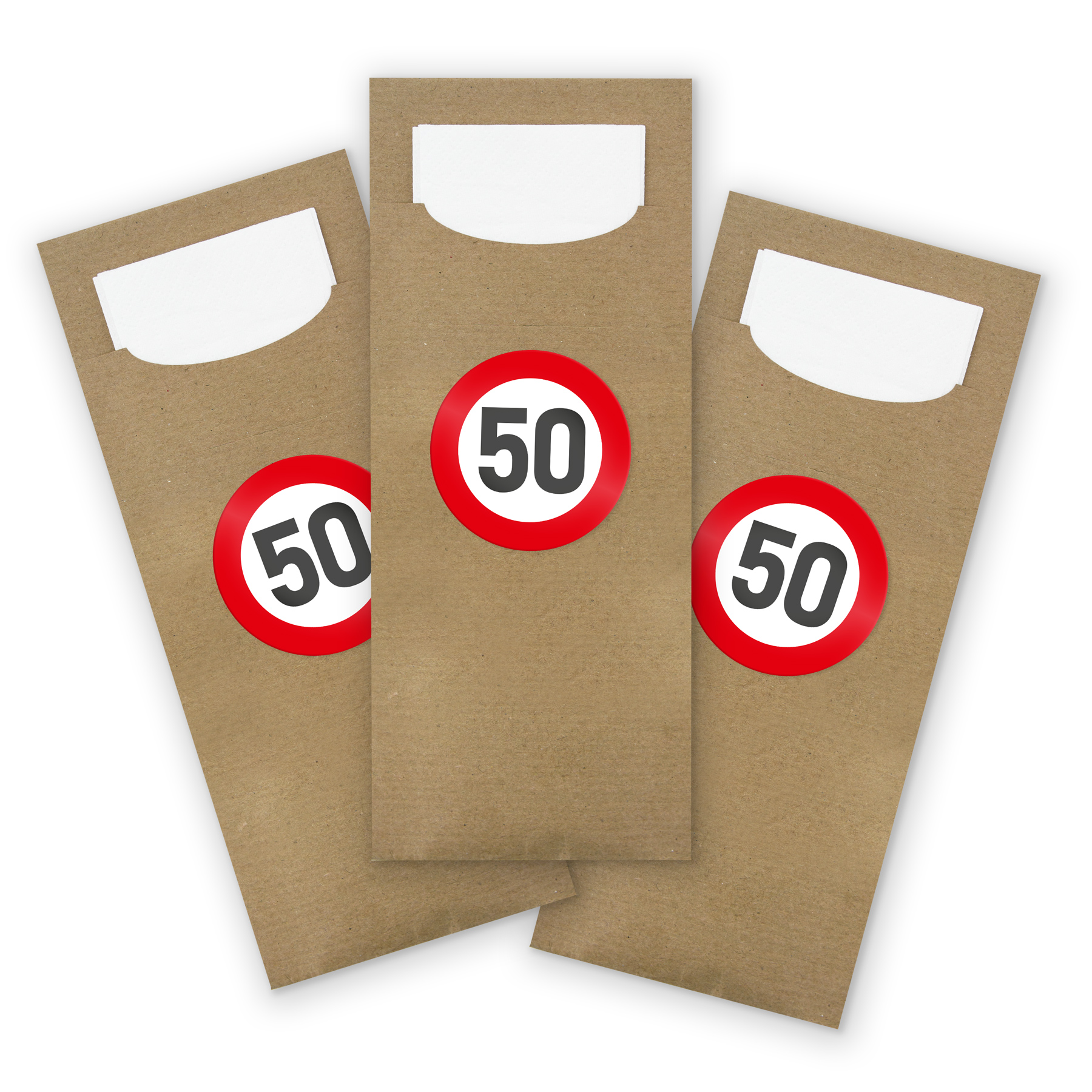 itenga 24x Bestecktasche braun+ Aufkleber Verkehrsschild...