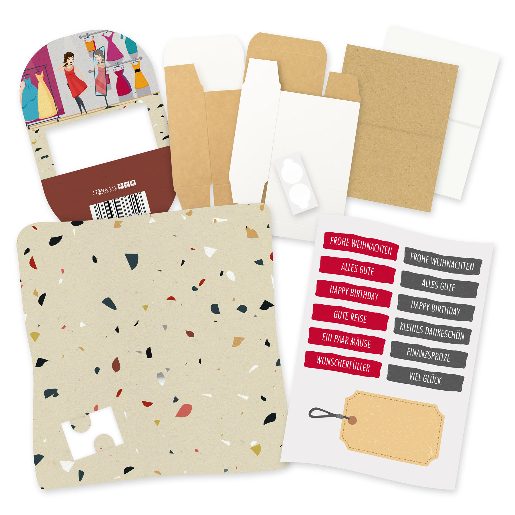 itenga Geldgeschenkverpackung Shopping (Motiv 50) mit Bo...