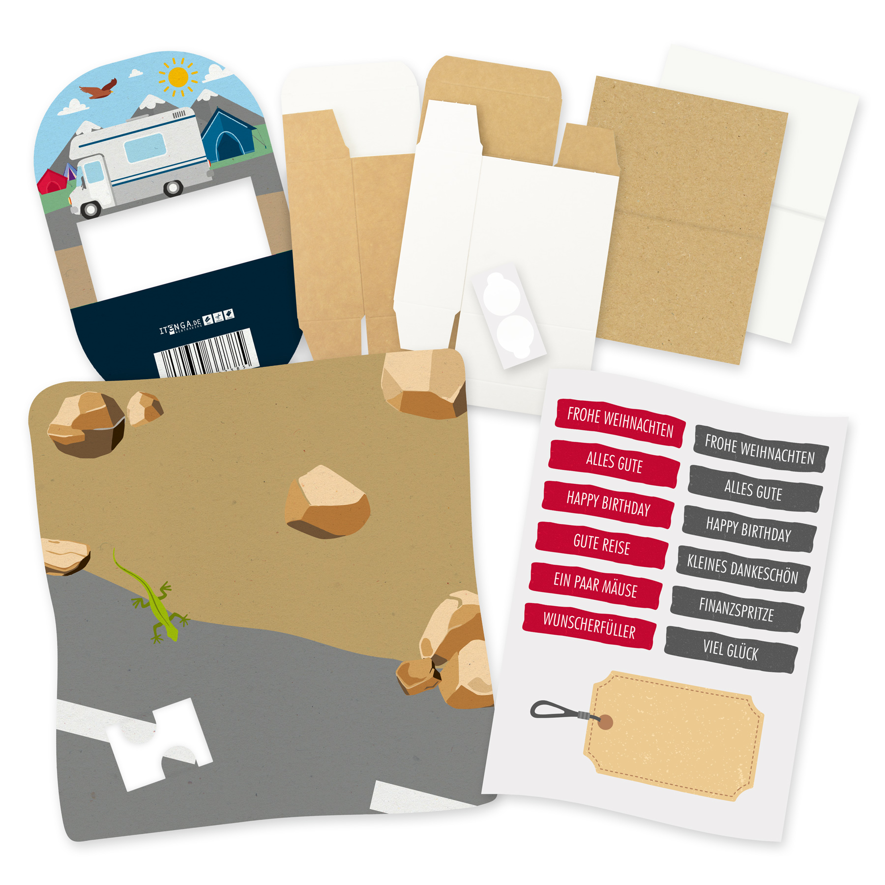 itenga Geldgeschenkverpackung Camping / Wohnmobil mit Bo...