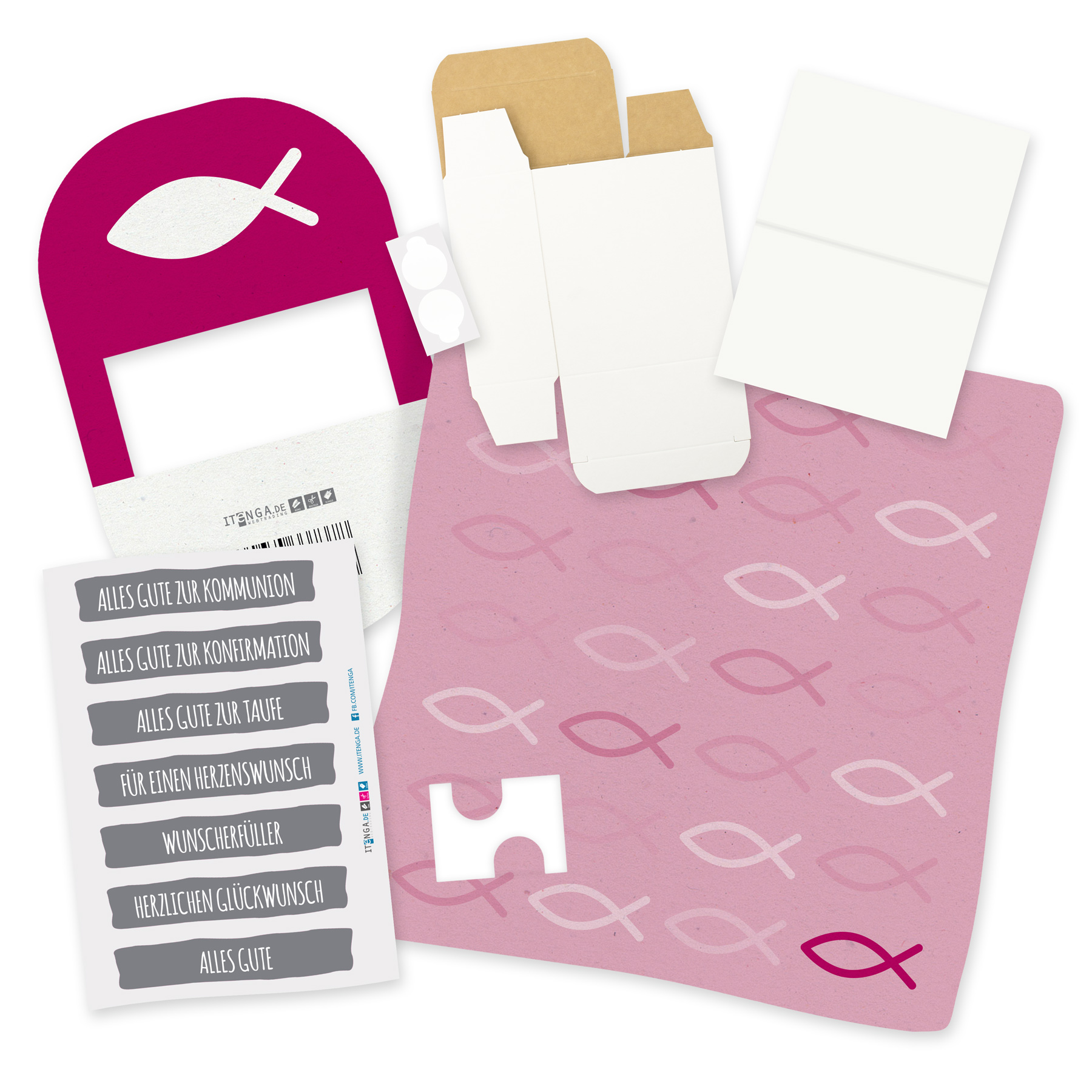 itenga Geldgeschenk Verpackung Fisch Pink Kommunion Konf...