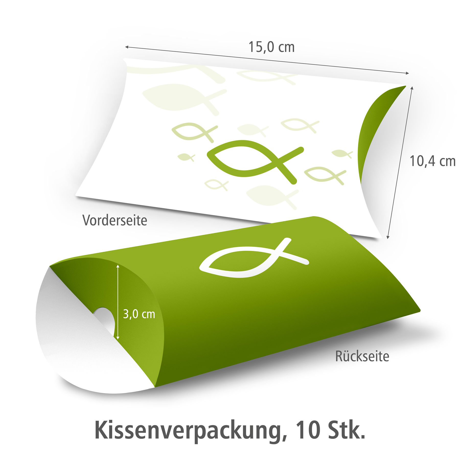 itenga 10x Geschenkverpackung "Fisch gr�n" Kissenverpack...