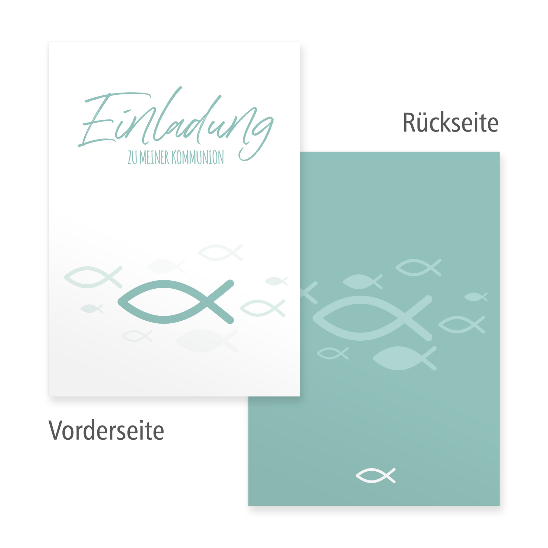 itenga 6x Klappkarten Fisch t�rkis Einladung zur Kommuni...