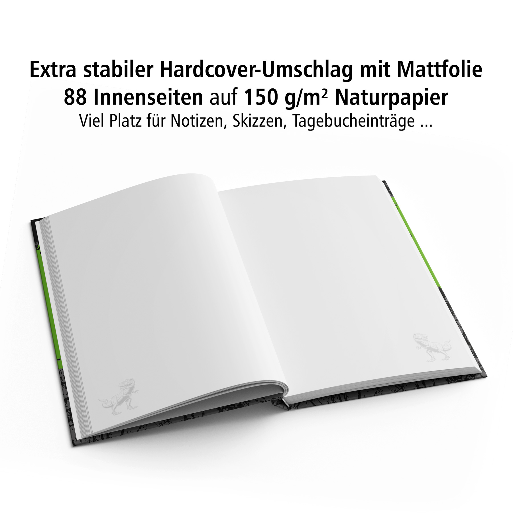 itenga Notizbuch Tagebuch T-Rex DIN A5, 88 Seiten 150g N...