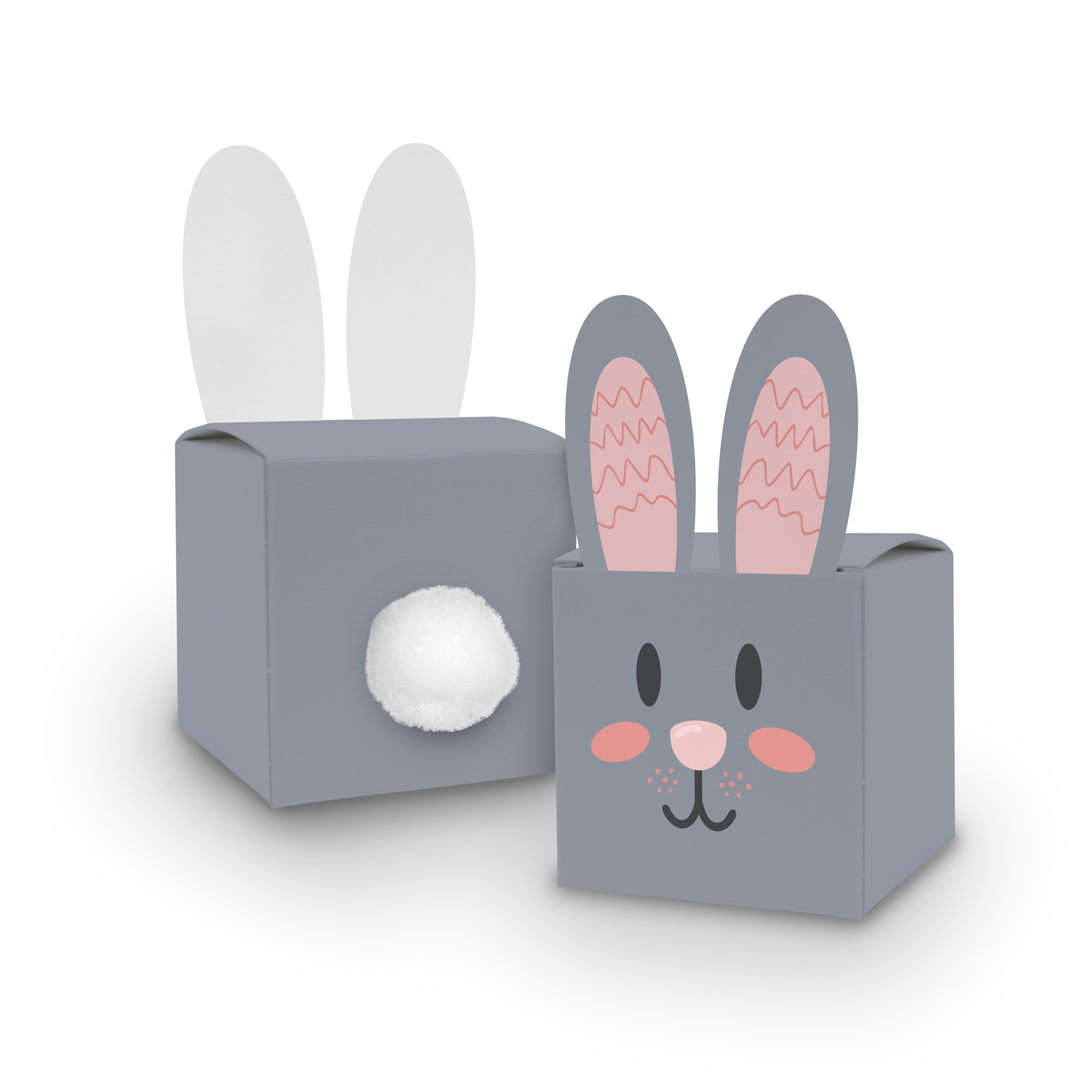 itenga 6x Osterhasenboxen mit Bommel W�rfel 6,5 cm x 6,5...