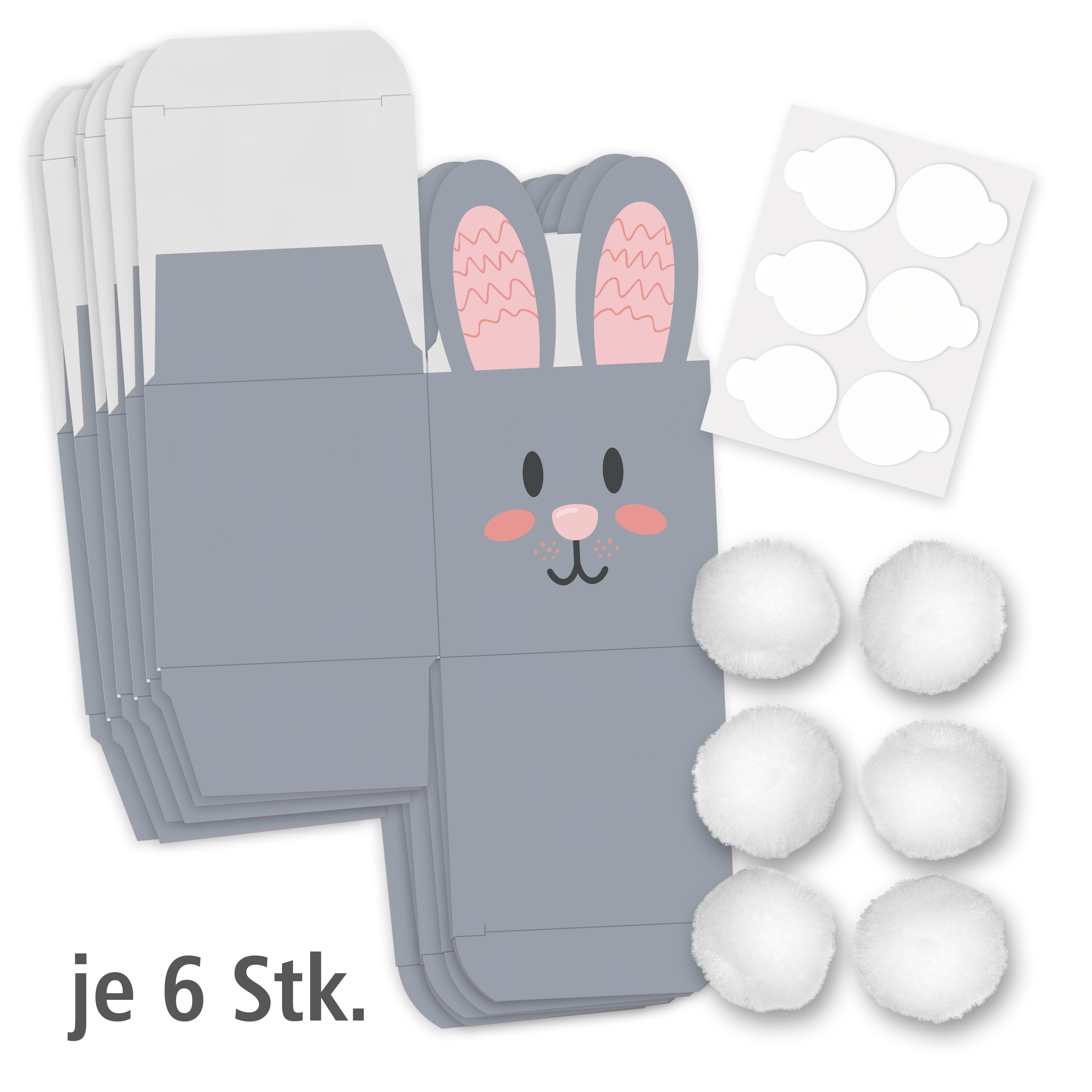 itenga 6x Osterhasenboxen mit Bommel W�rfel 6,5 cm x 6,5...