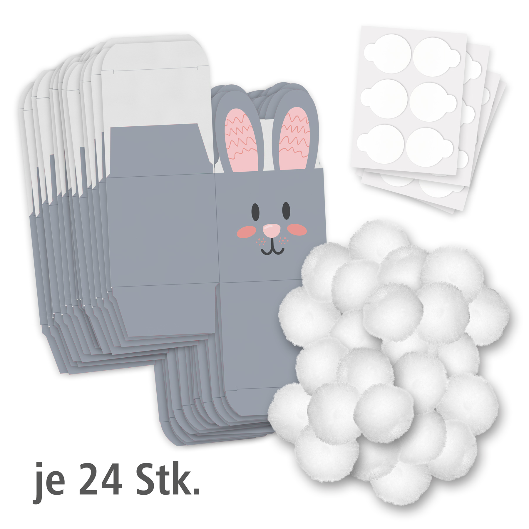 ITENGA 24x Osterhasenboxen mit Bommel W�rfel 6,5 cm x 6,...