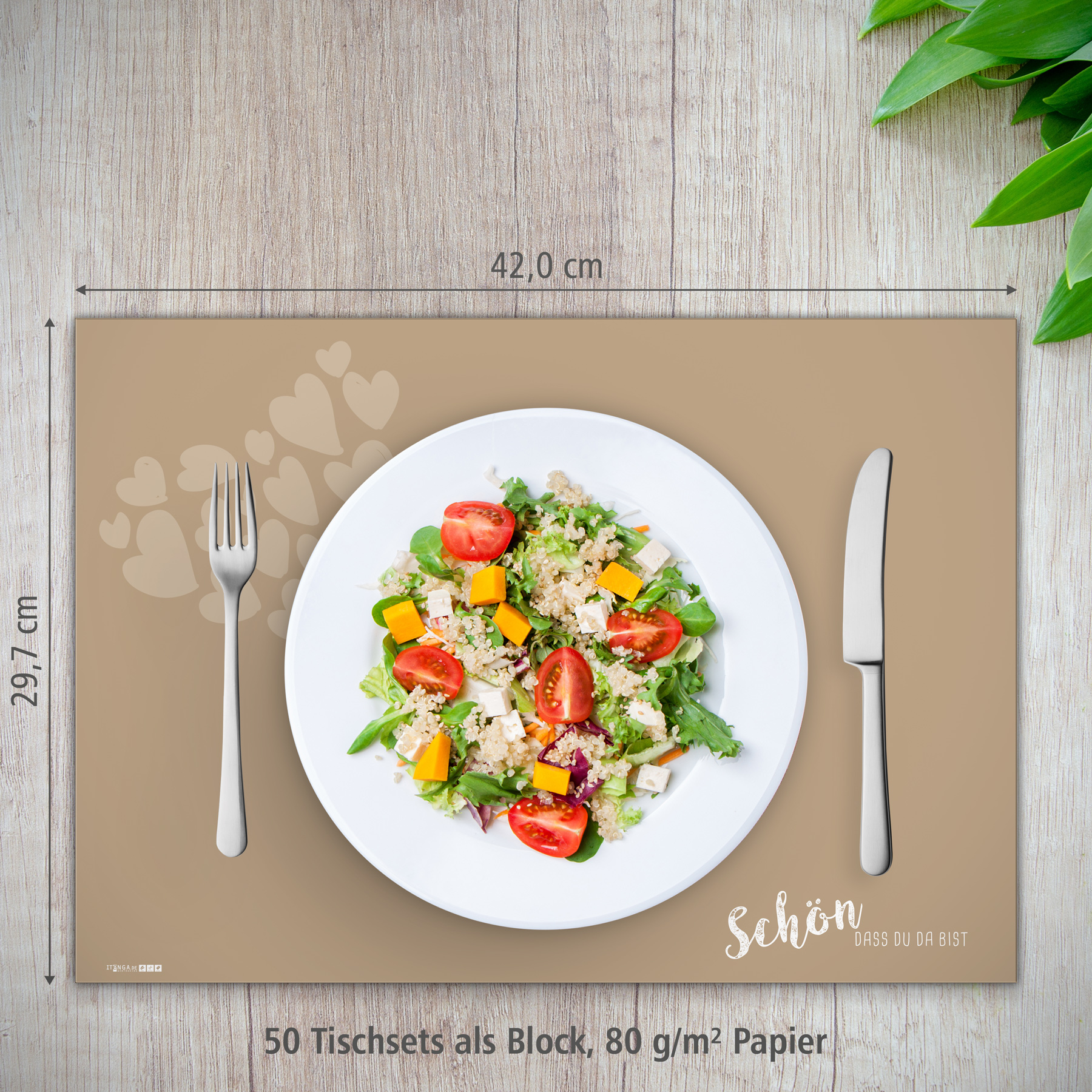 itenga Platzset Tischset "Sch�n dass du da bist" latte m...