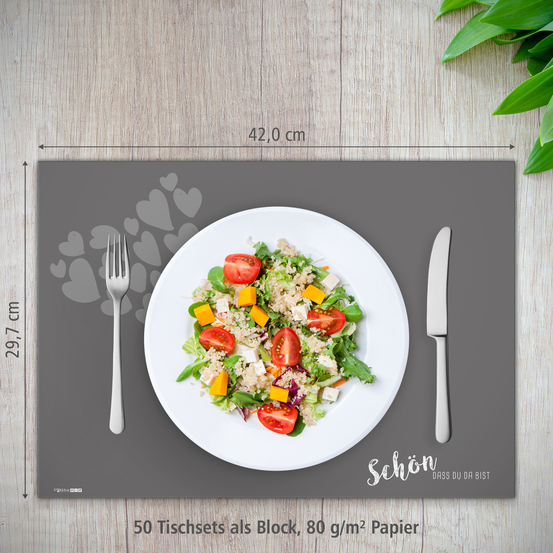ITENGA Platzset Tischset "Sch�n dass du da bist" taubeng...