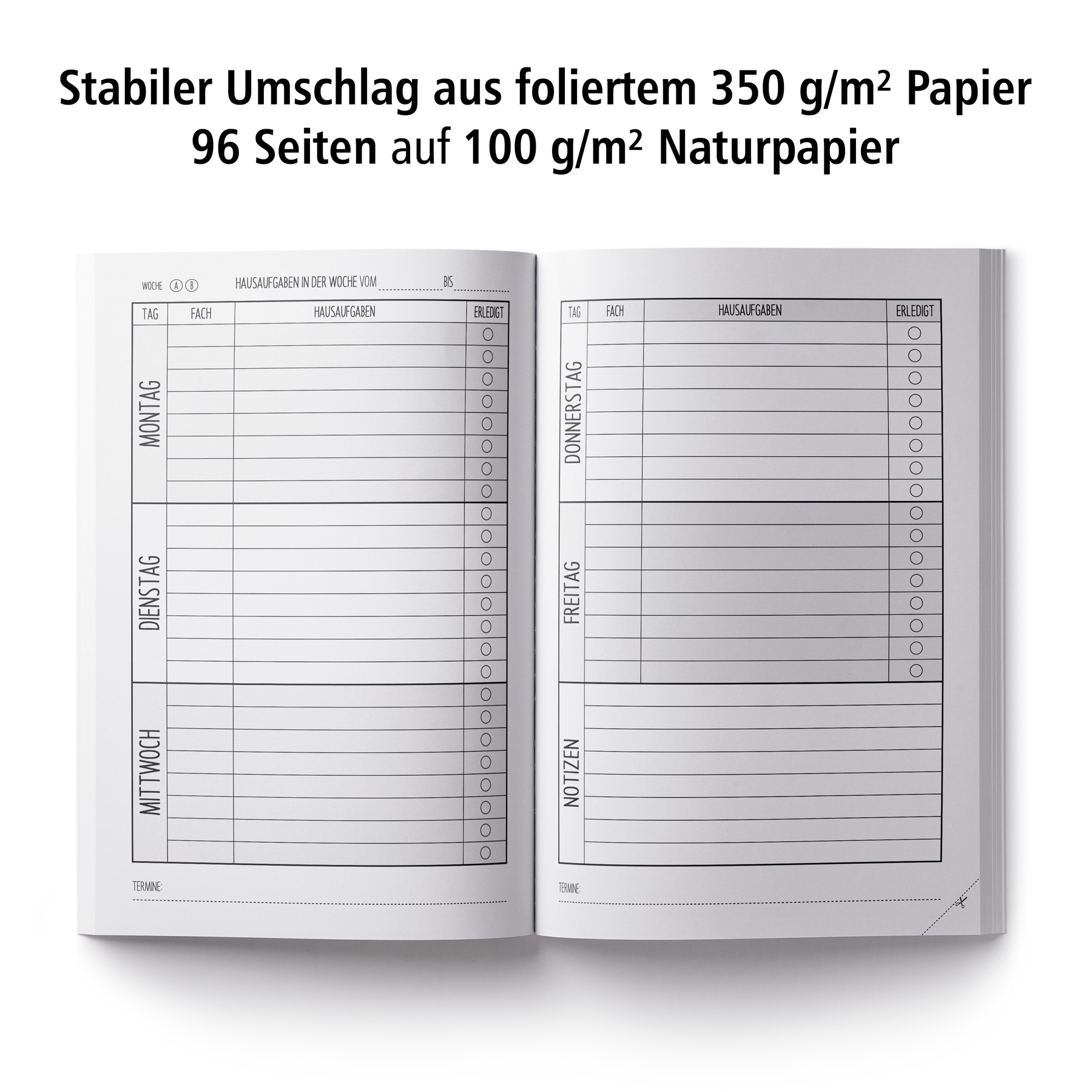 itenga Hausaufgabenheft Papierflieger Grau (Motiv 15) DI...