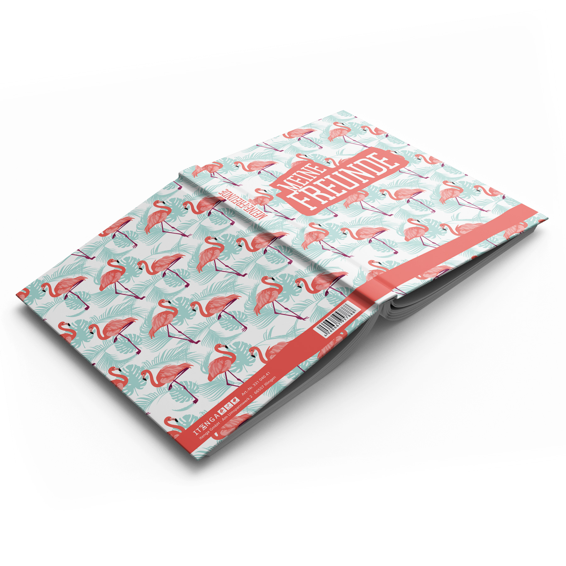 itenga Freundebuch Flamingo Muster DIN A5, 88 Seiten