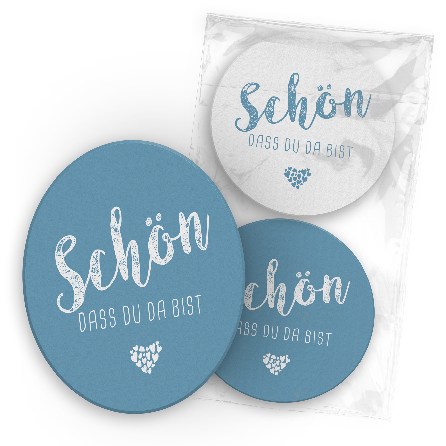 itenga 40x Bierdeckel "Sch�n dass du da bist", nordic bl...