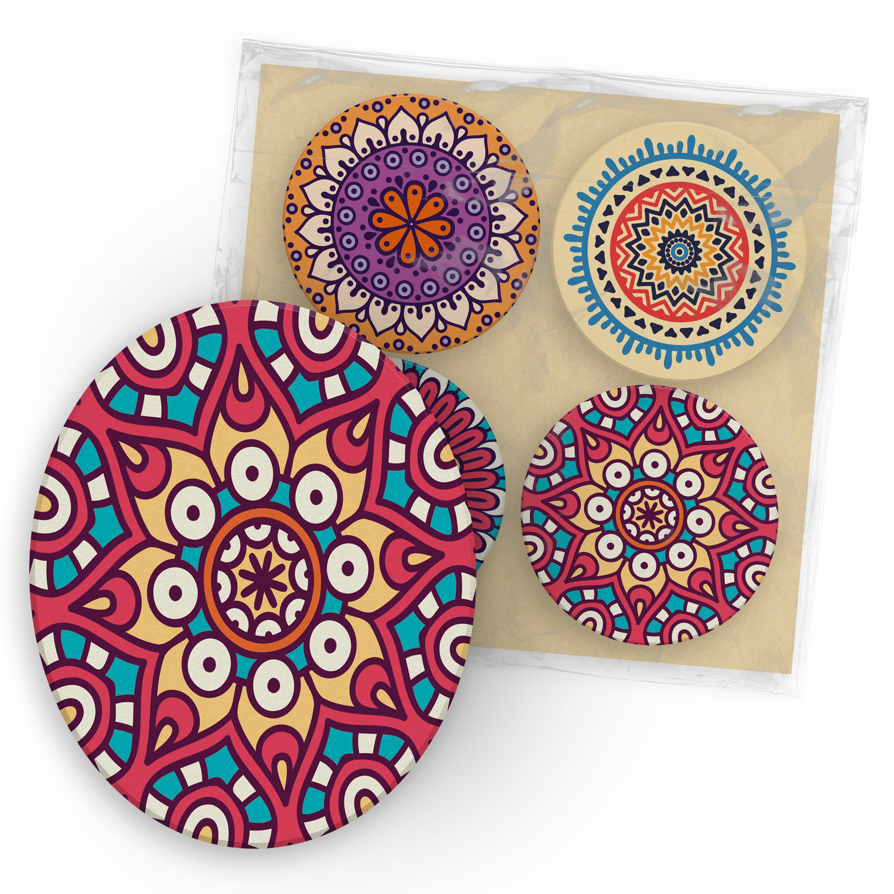 itenga 40x Bierdeckel Mandala I Bunt I 4 Motive I Unters...