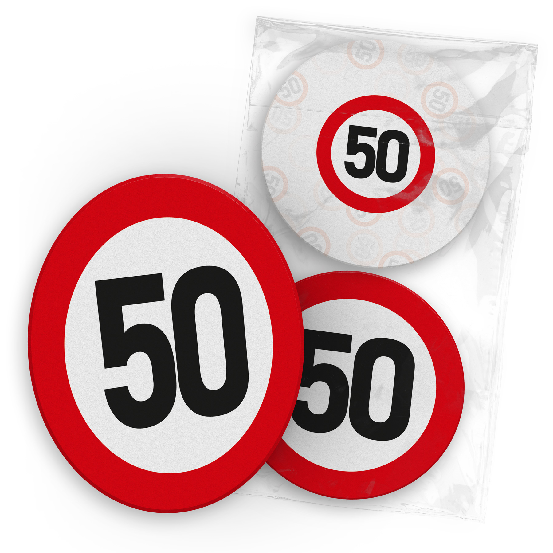 itenga 40x Bierdeckel Verkehrsschild 50 I Rot Wei� I Unt...