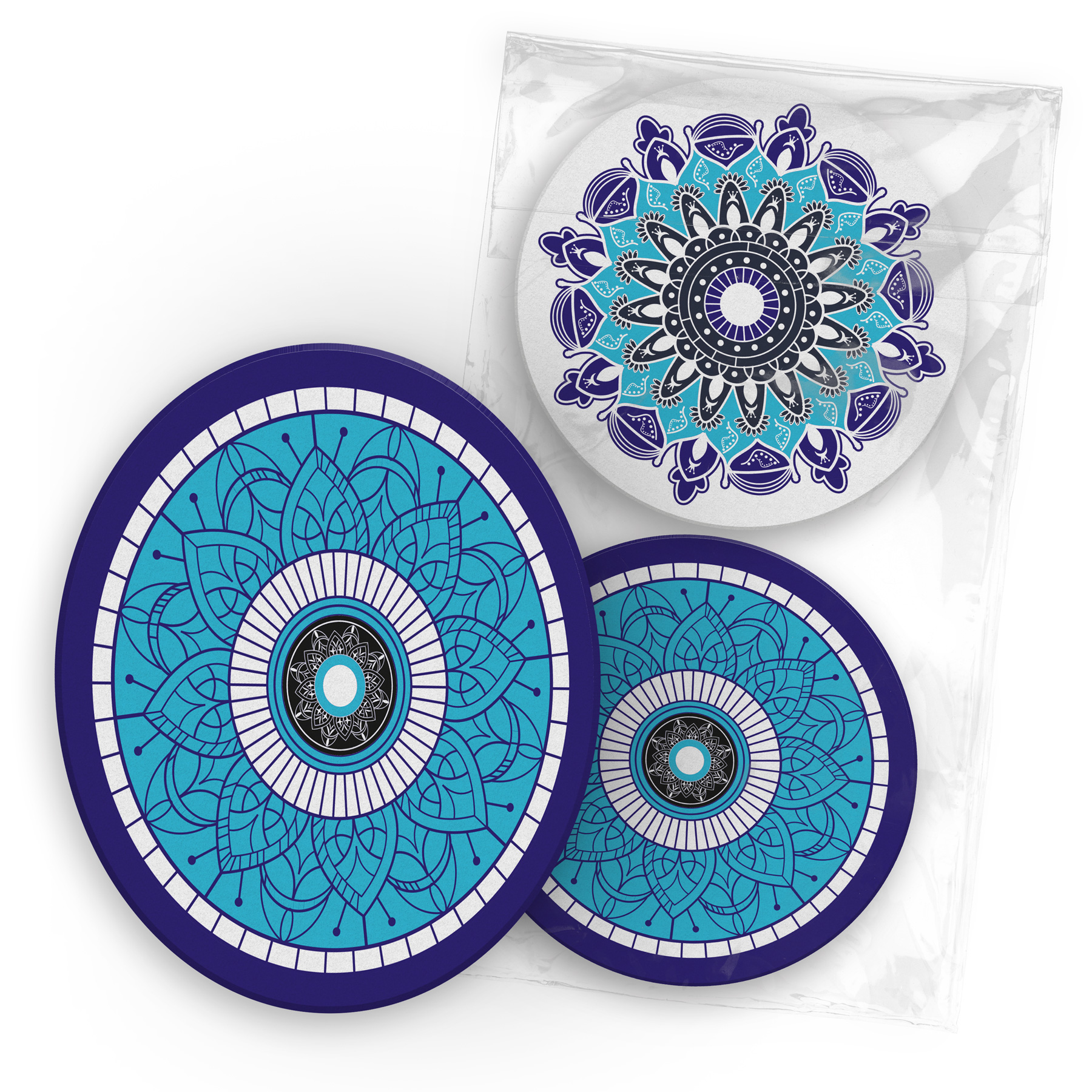 itenga 40x Bierdeckel Mandala Nazar I Blau T�rkis Wei� I...