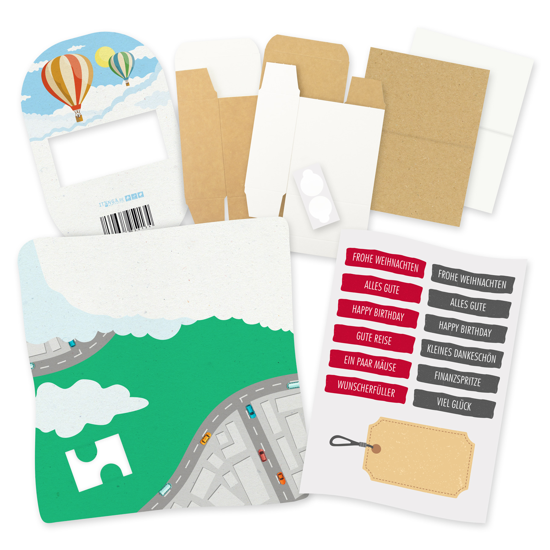 itenga Geldgeschenkverpackung Hei�luftballon (Motiv 94) ...