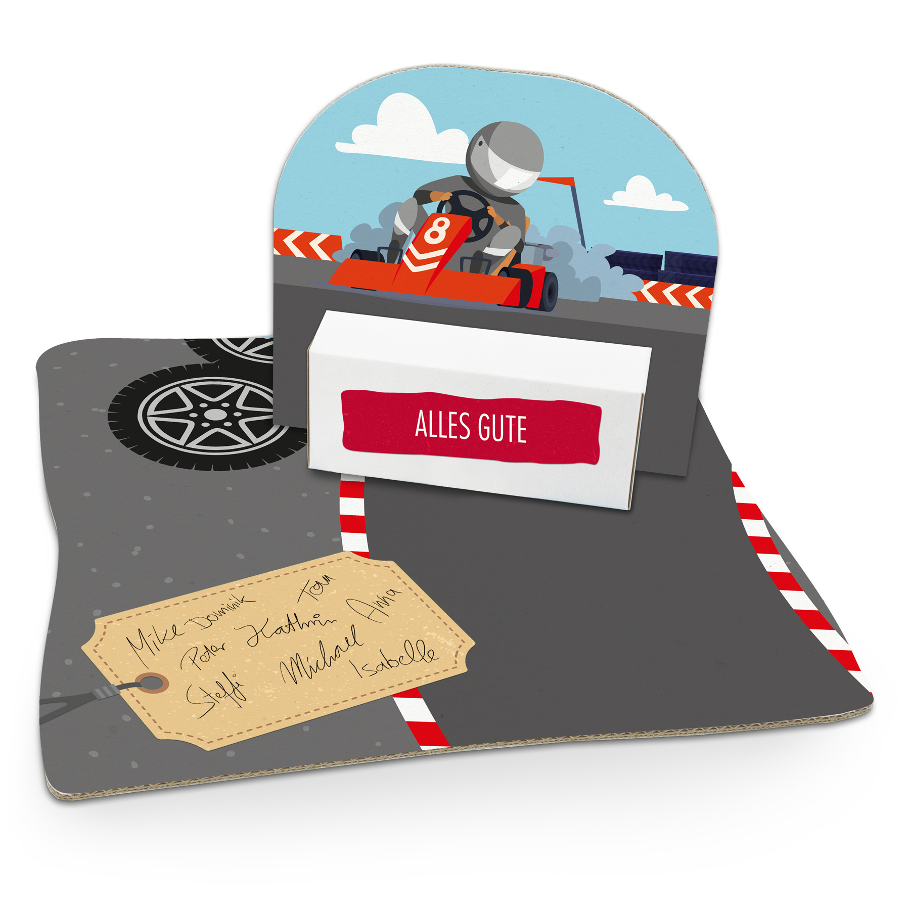 itenga Geldgeschenkverpackung Kartfahrer (Motiv 99) mit ...