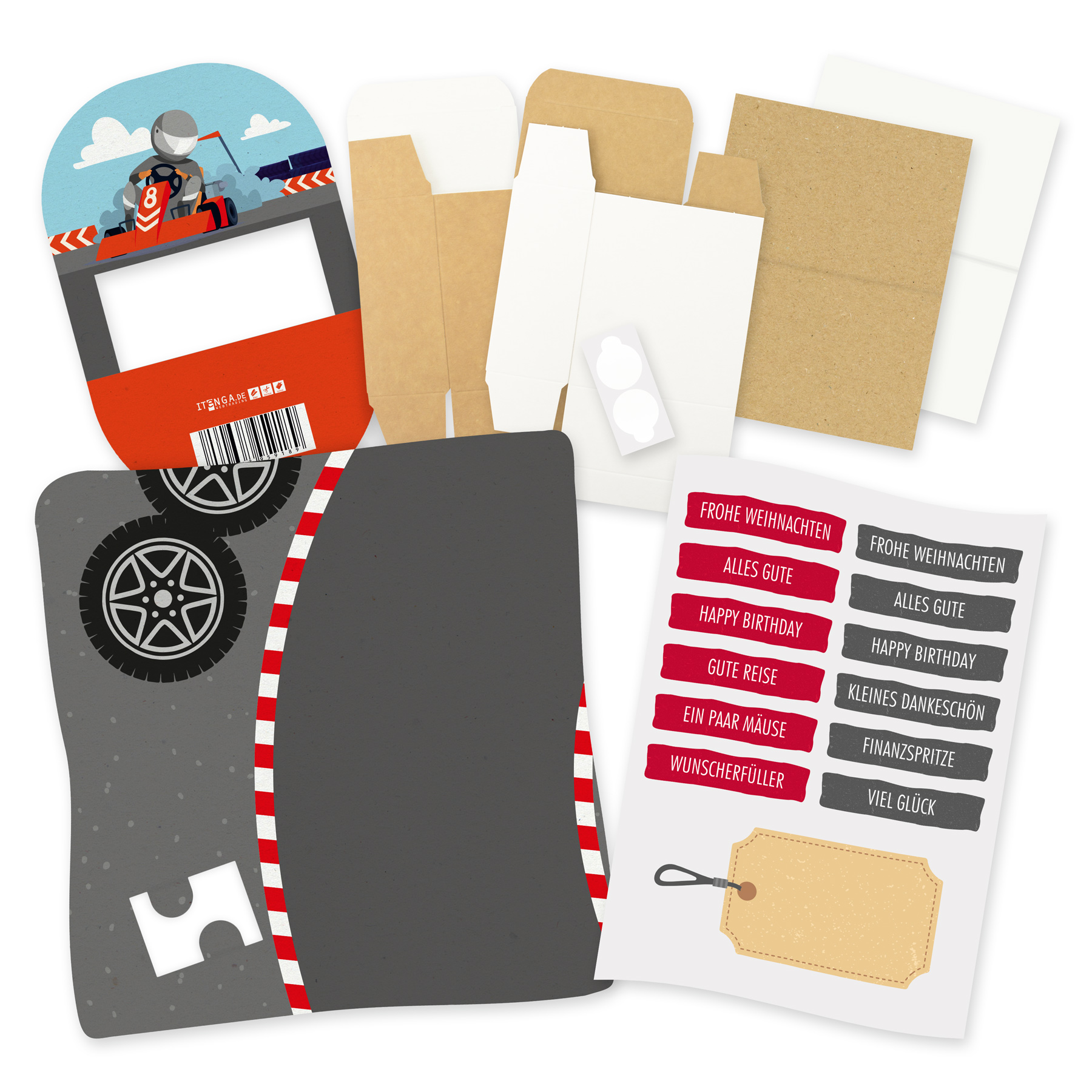 itenga Geldgeschenkverpackung Kartfahrer (Motiv 99) mit ...
