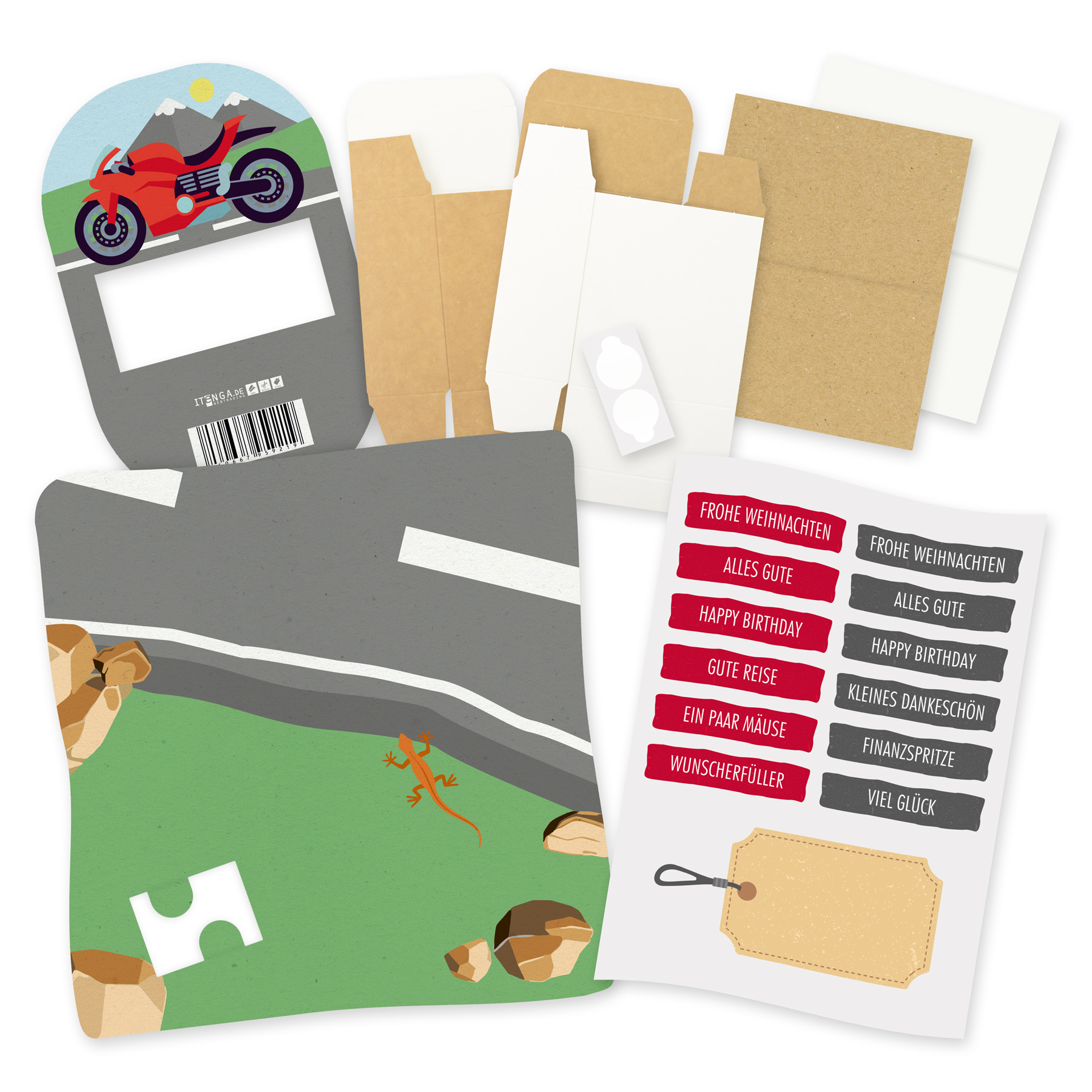 itenga Geldgeschenkverpackung Motorrad (Motiv 102) mit B...