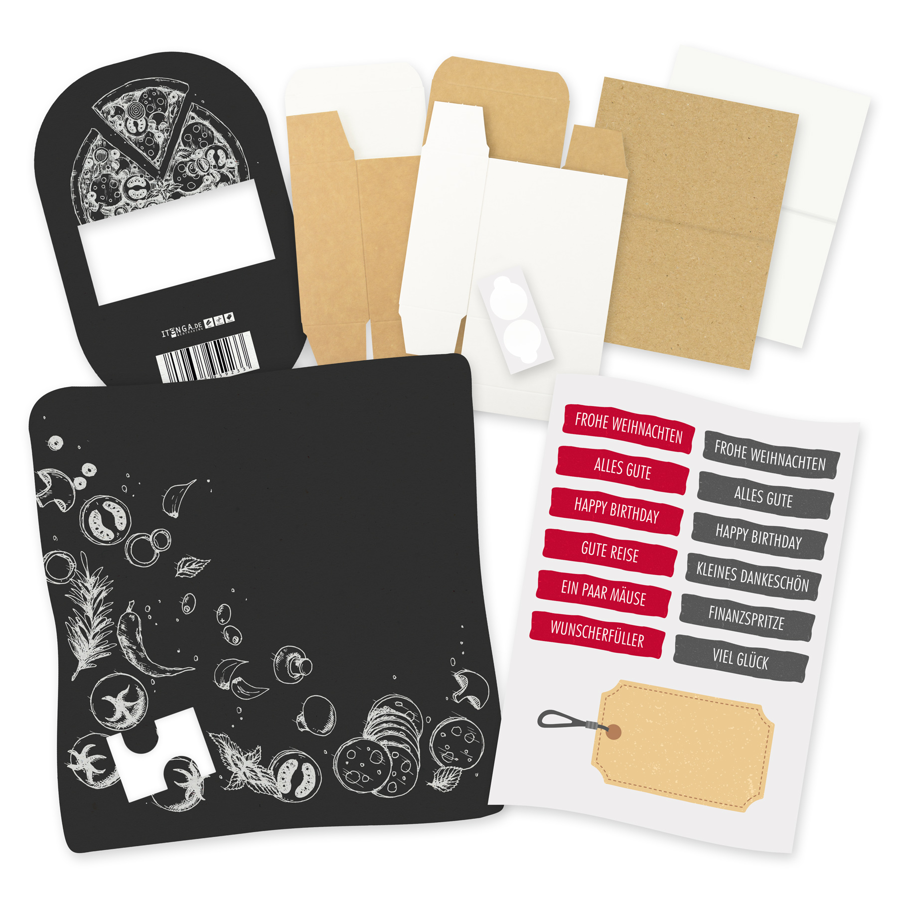 itenga Geldgeschenkverpackung Pizza Kreide (Motiv 104) m...