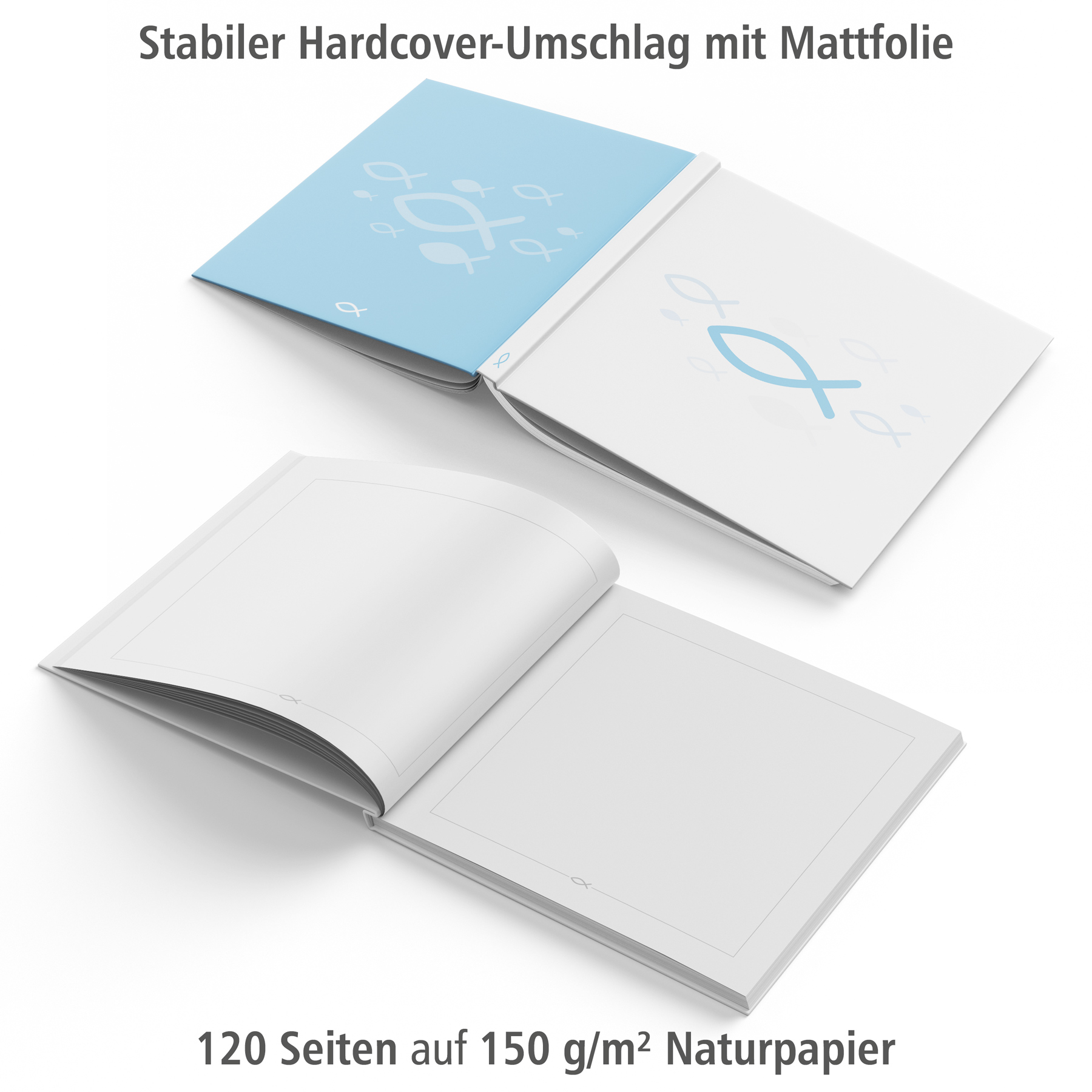 itenga G�stebuch "Fisch hellblau" Kommunion Taufe 120 Se...