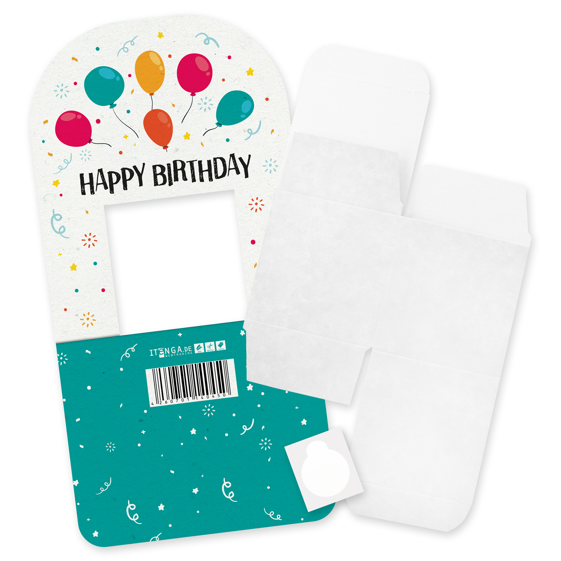 itenga Geldgeschenkverpackung Basic Luftballons Happy Bi...