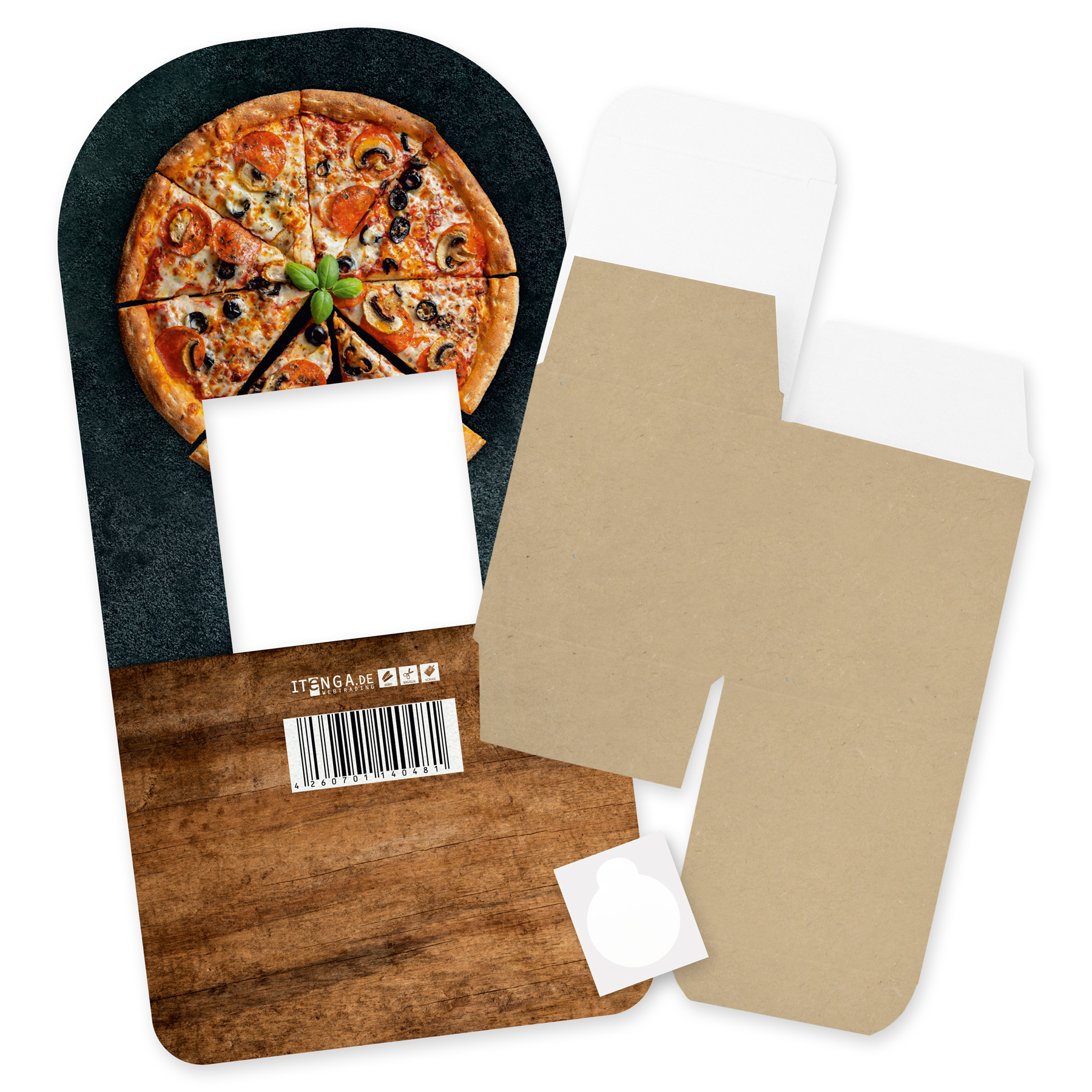 itenga Geldgeschenkverpackung Basic Pizza Holz I Aufstel...