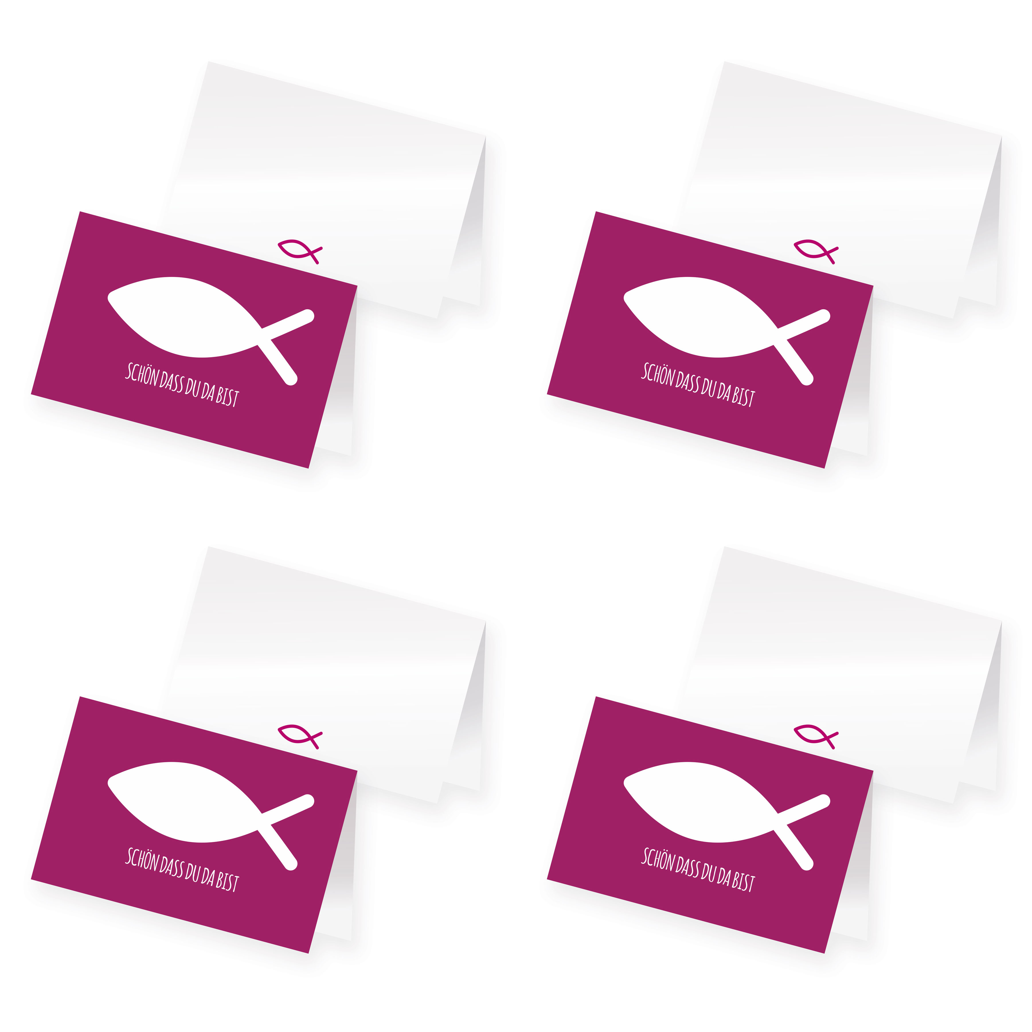 itenga 96x Tischkarte Fisch PINK Platzkarte Kommunion Ta...