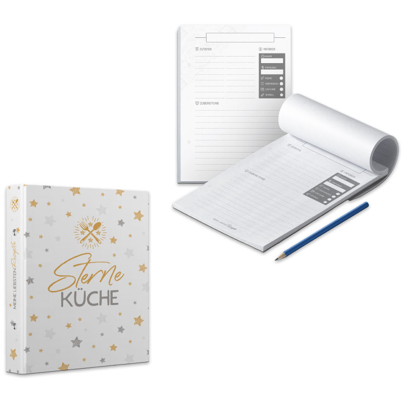 SET - itenga Rezeptordner Ringbuch STERNEK�CHE gelb grau...