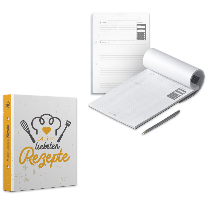 SET - itenga Rezeptordner Ringbuch Kochm�tze gelb grau D...
