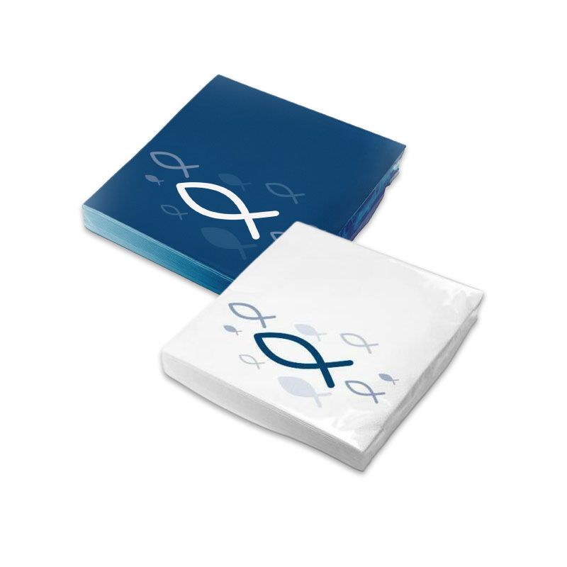 SET - 40x itenga Servietten Fisch Mix (20x Blau Wei� und...