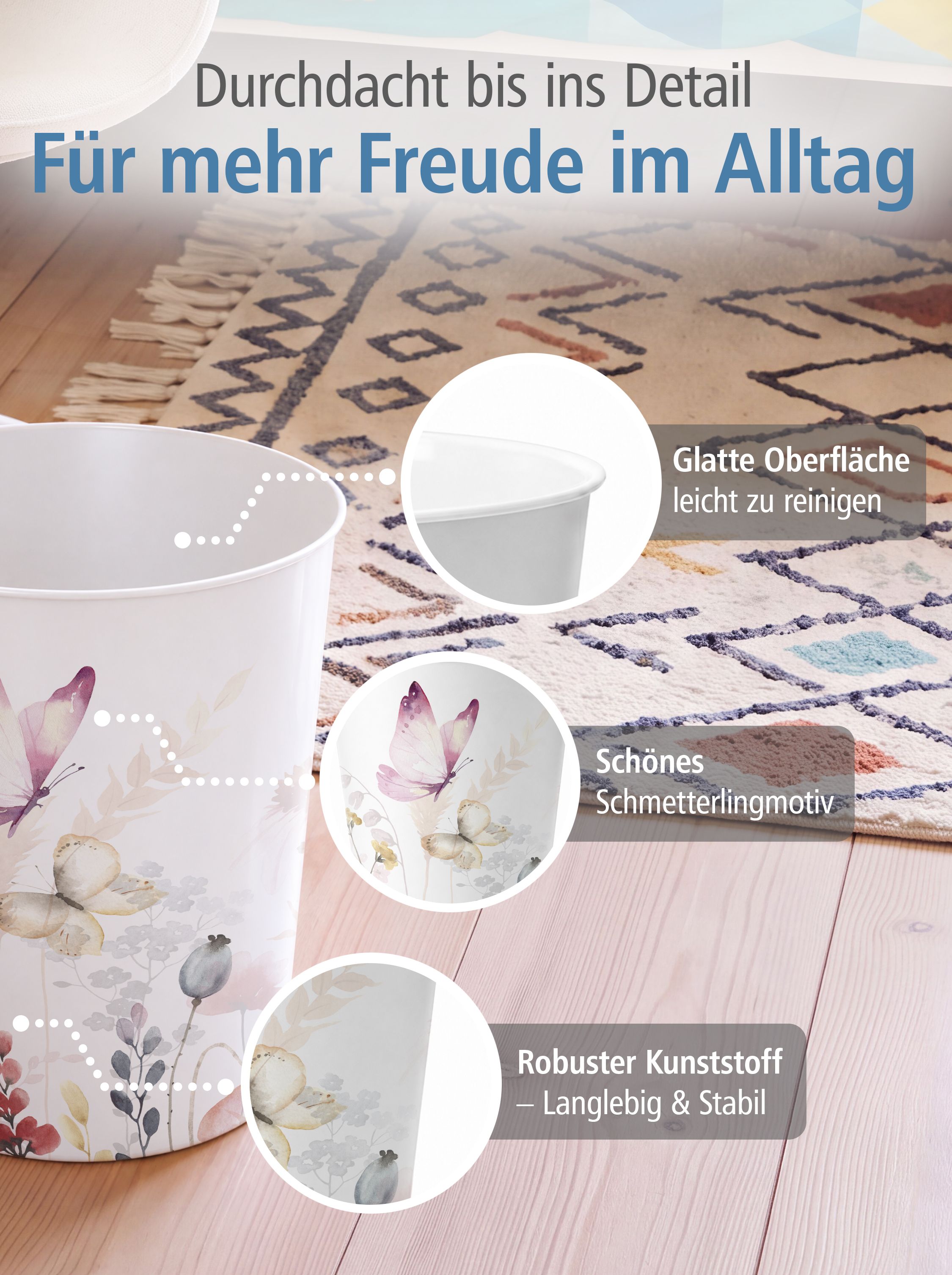 itenga Papierkorb f�r Kinder - Motiv Schmetterling - ca....