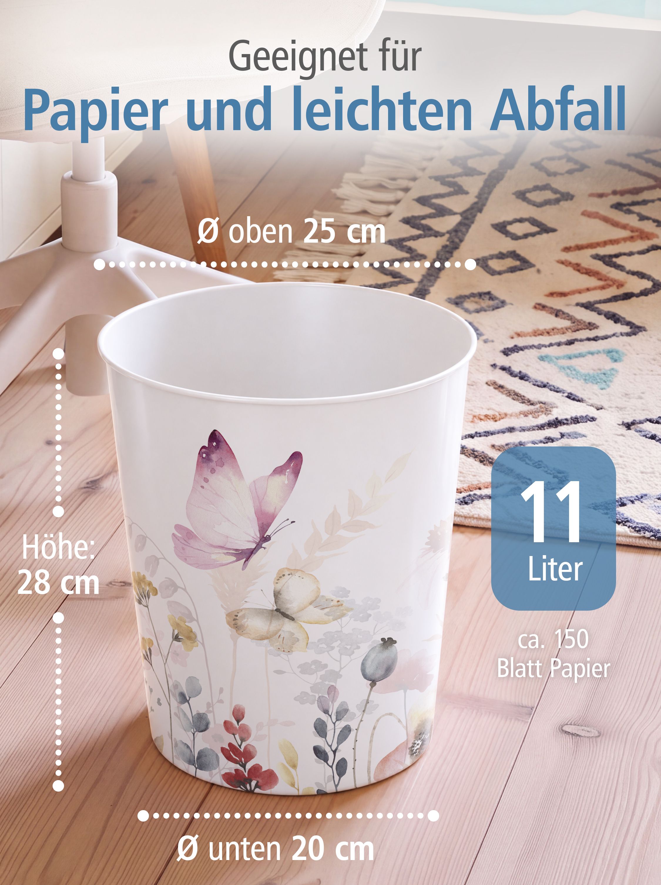 itenga Papierkorb f�r Kinder - Motiv Schmetterling - ca....