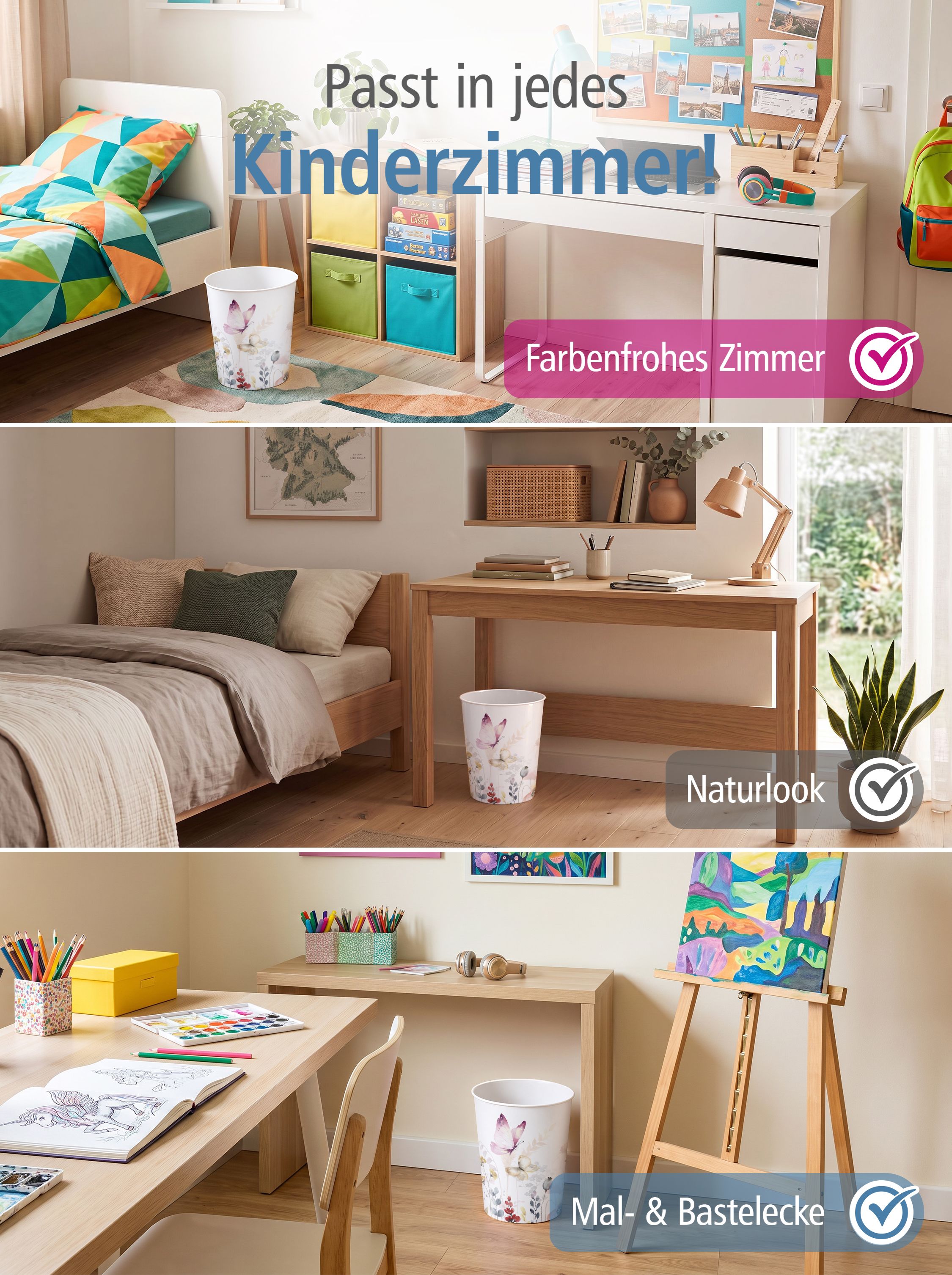 itenga Papierkorb f�r Kinder - Motiv Schmetterling - ca....