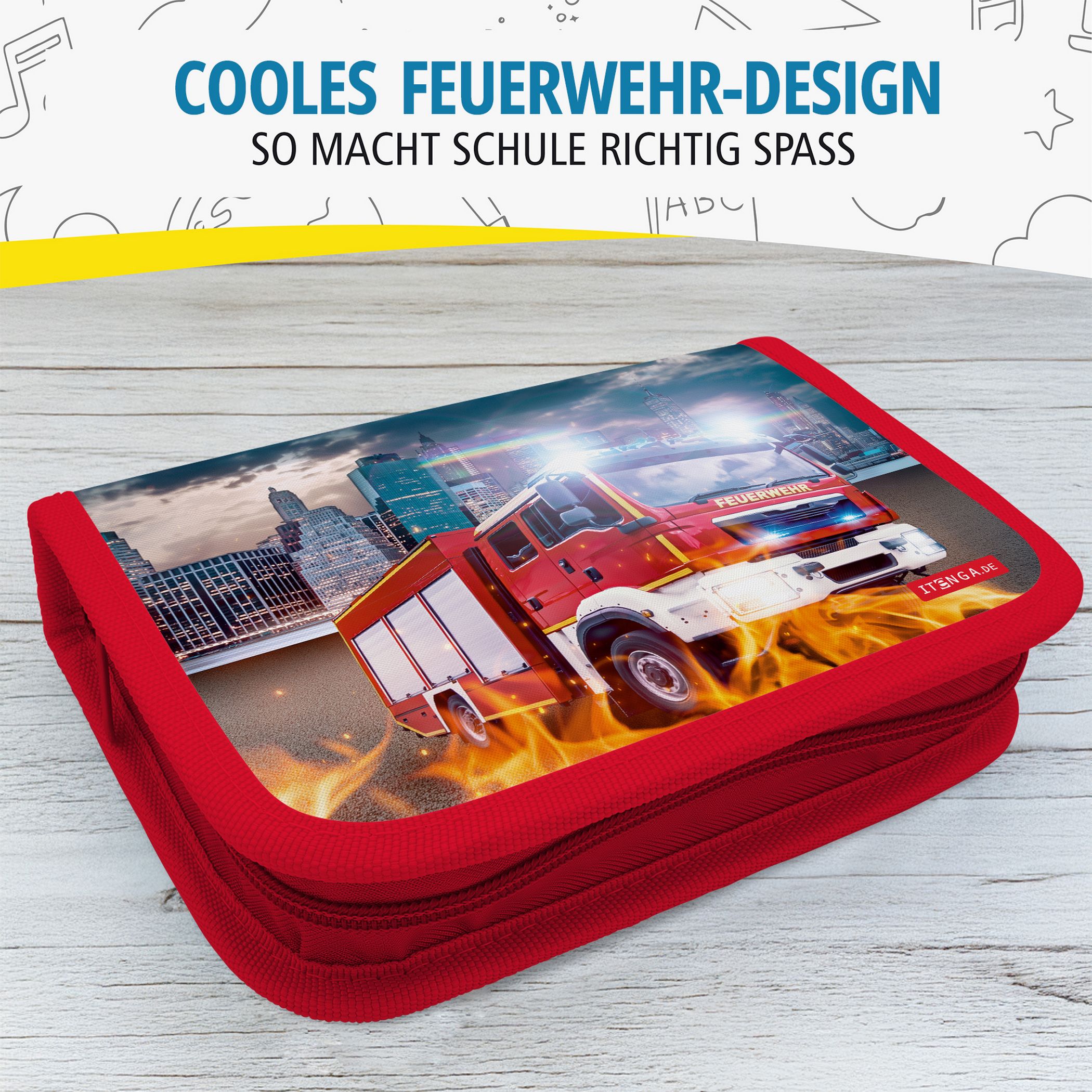 itenga Sch�ler-Etui M�ppchen FEUERWEHR 28 teilig (gef�ll...