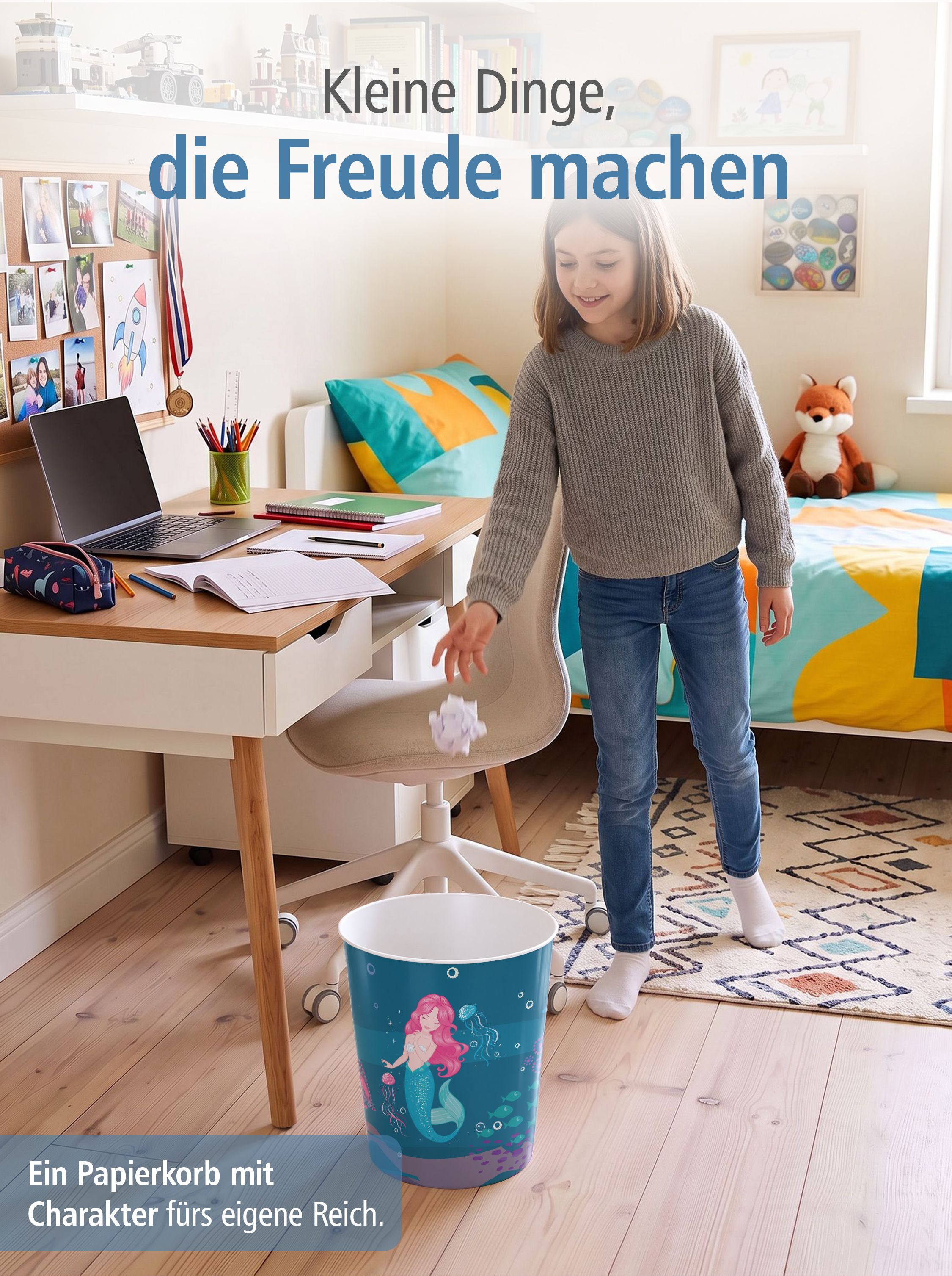ITENGA Papierkorb f�r Kinder - Motiv Meerjungfrau - ca. ...