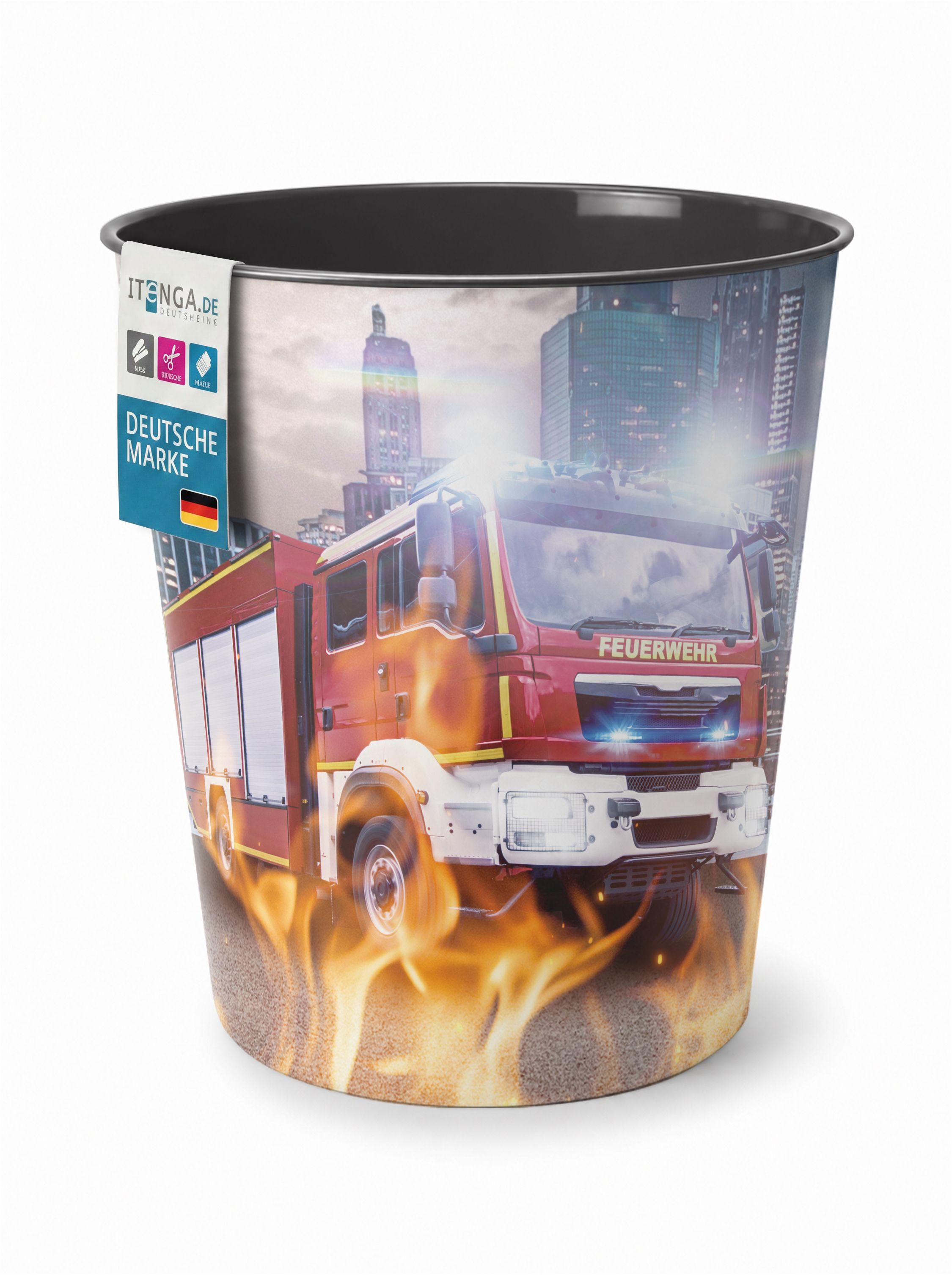 itenga Papierkorb f�r Kinder - Motiv Feuerwehr - ca. 11 ...