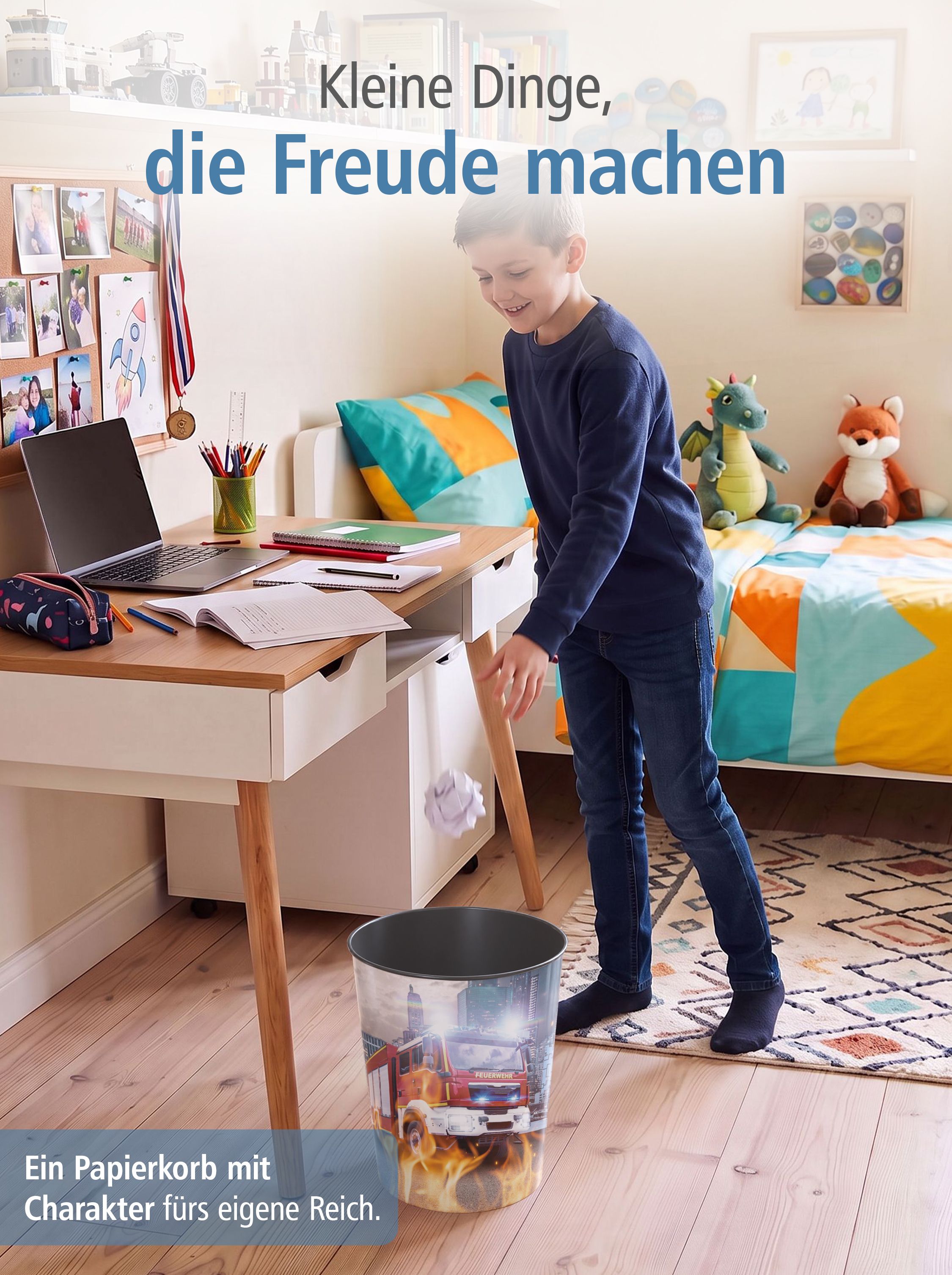 itenga Papierkorb f�r Kinder - Motiv Feuerwehr - ca. 11 ...