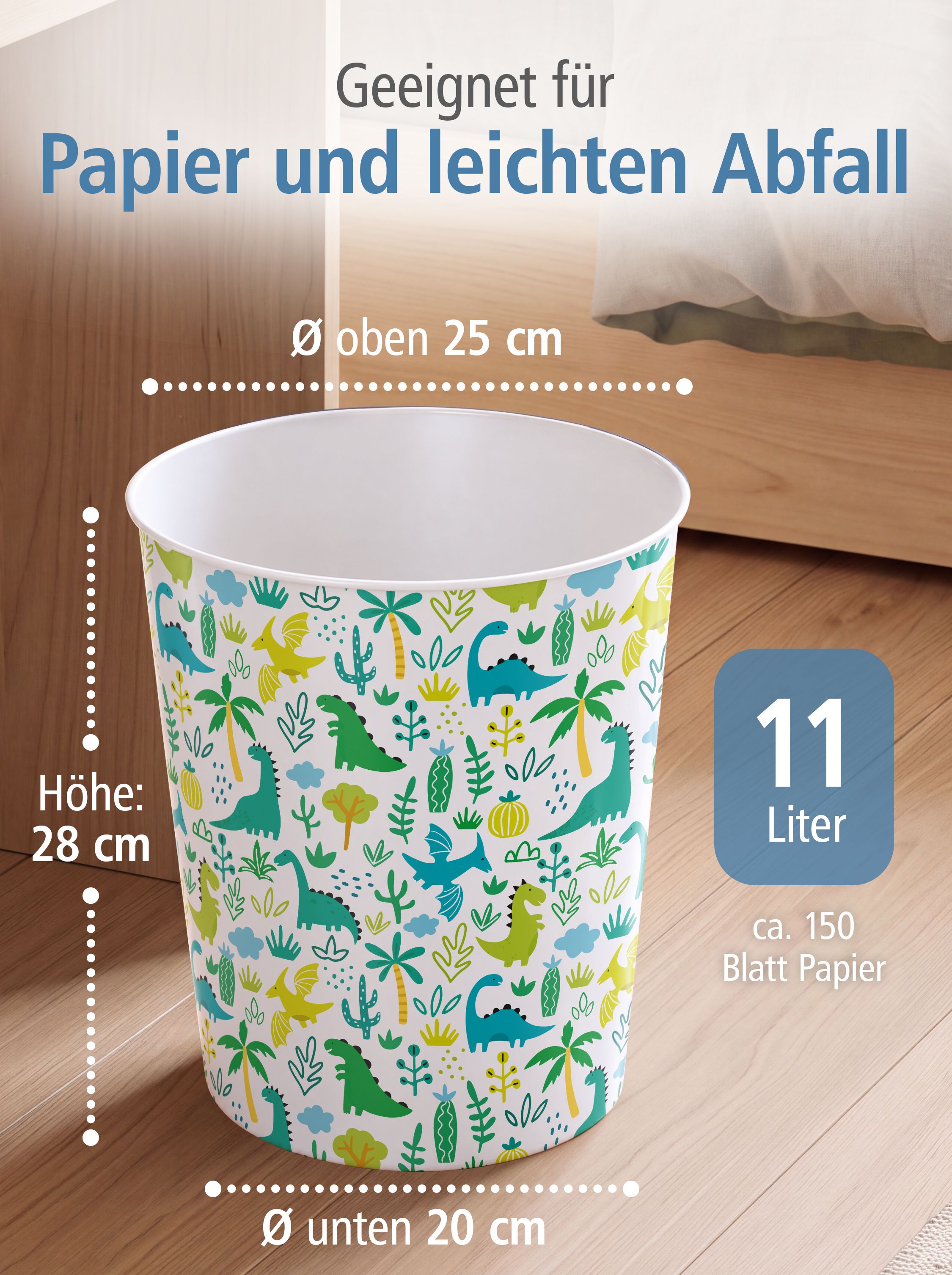 itenga Papierkorb f�r Kinder - Motiv Dinos - Dinosaurier...